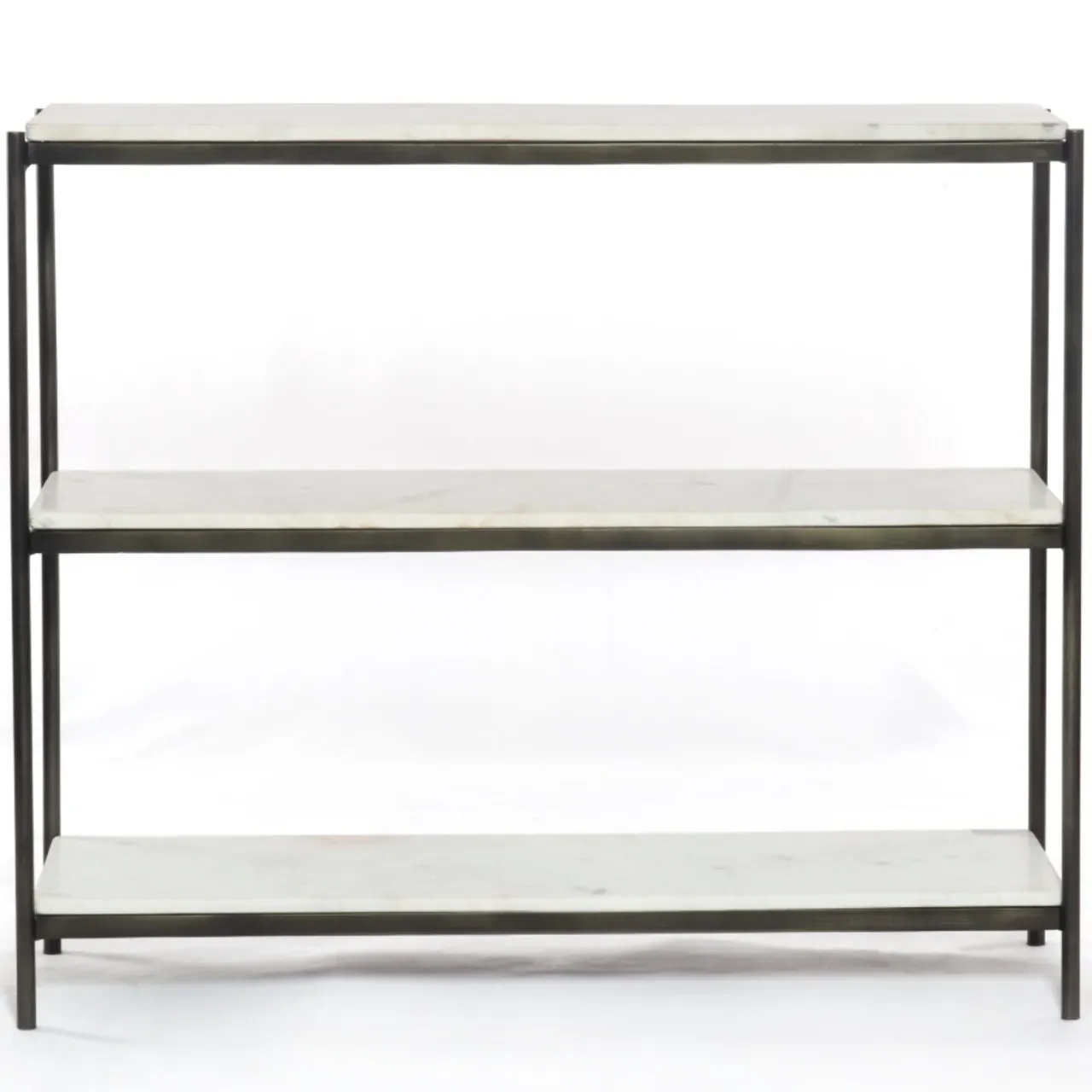 Kian Console Table with Open Shelves - Grey, Marble