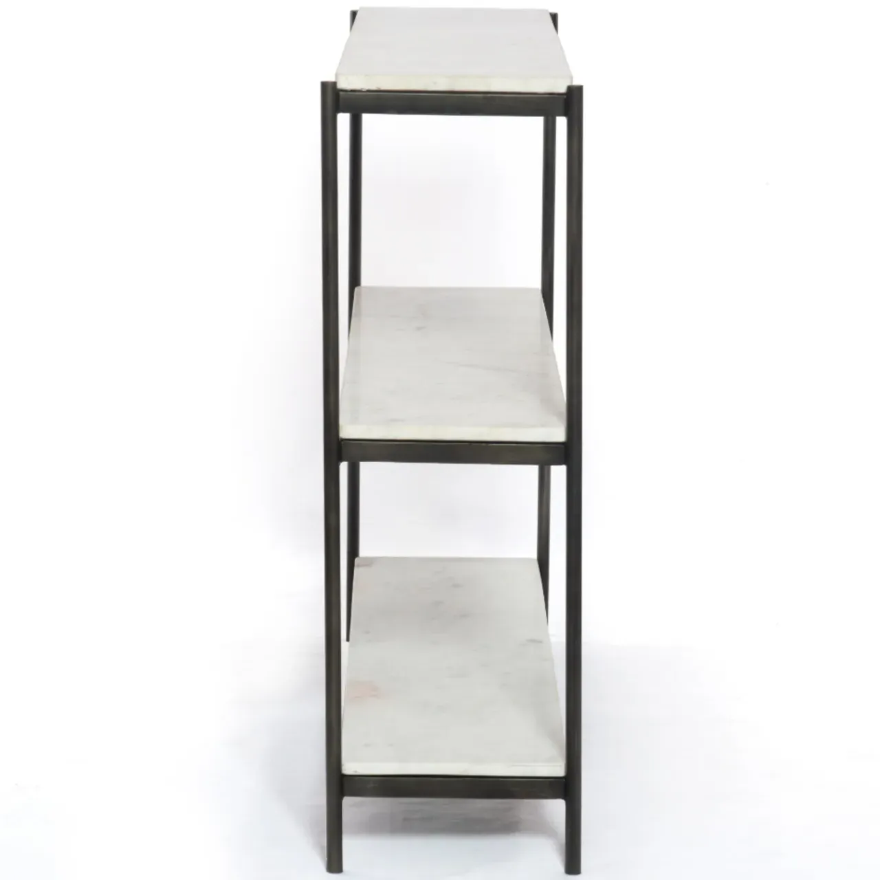 Kian Console Table with Open Shelves - Grey, Marble