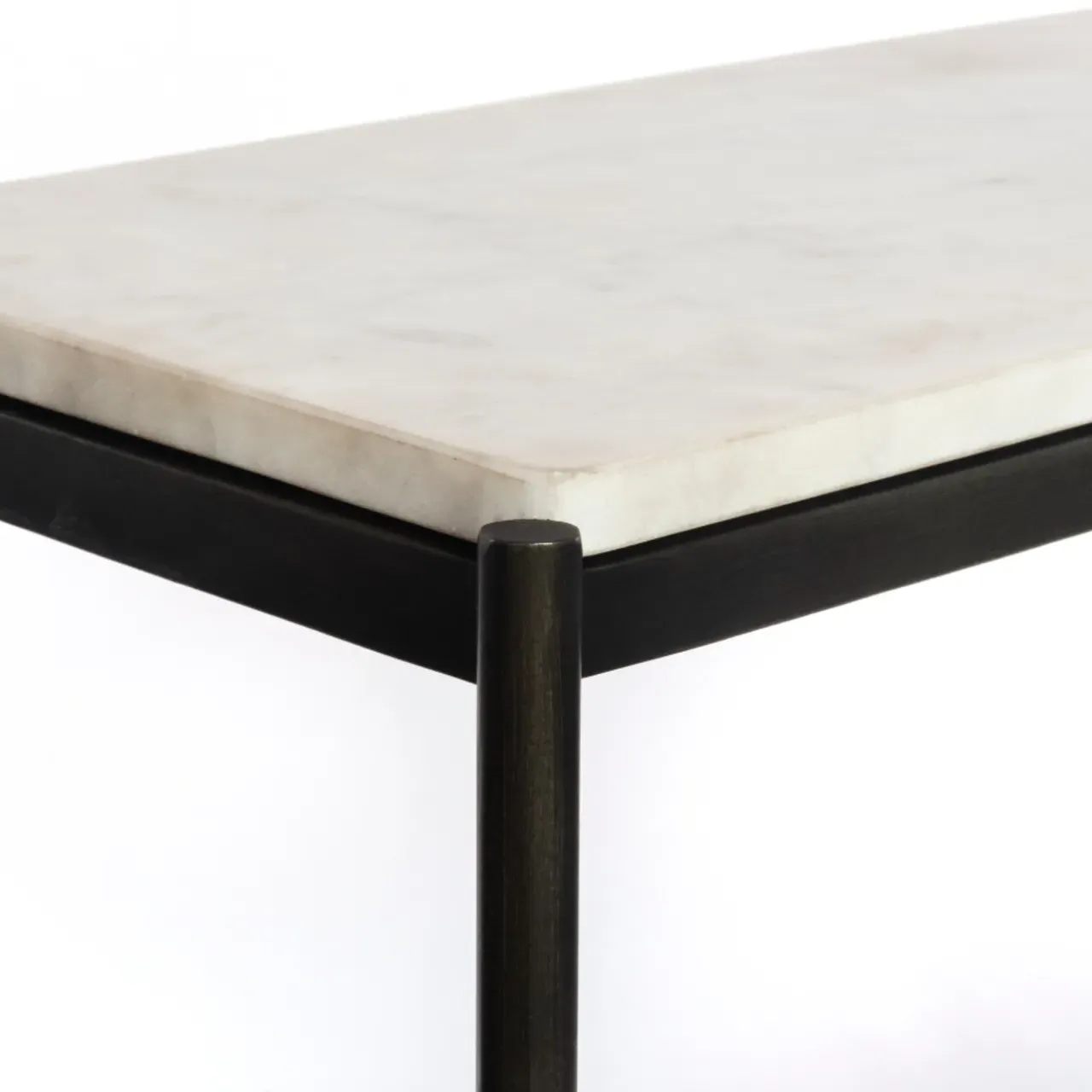 Kian Console Table with Open Shelves - Grey, Marble