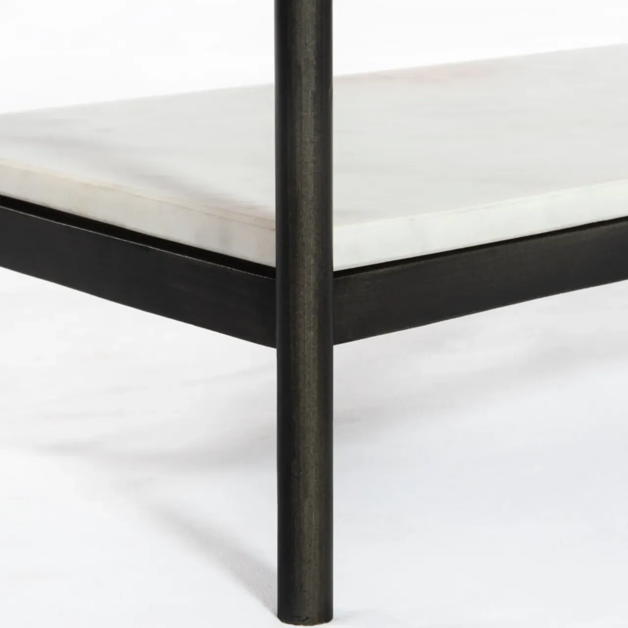 Kian Console Table with Open Shelves - Grey, Marble