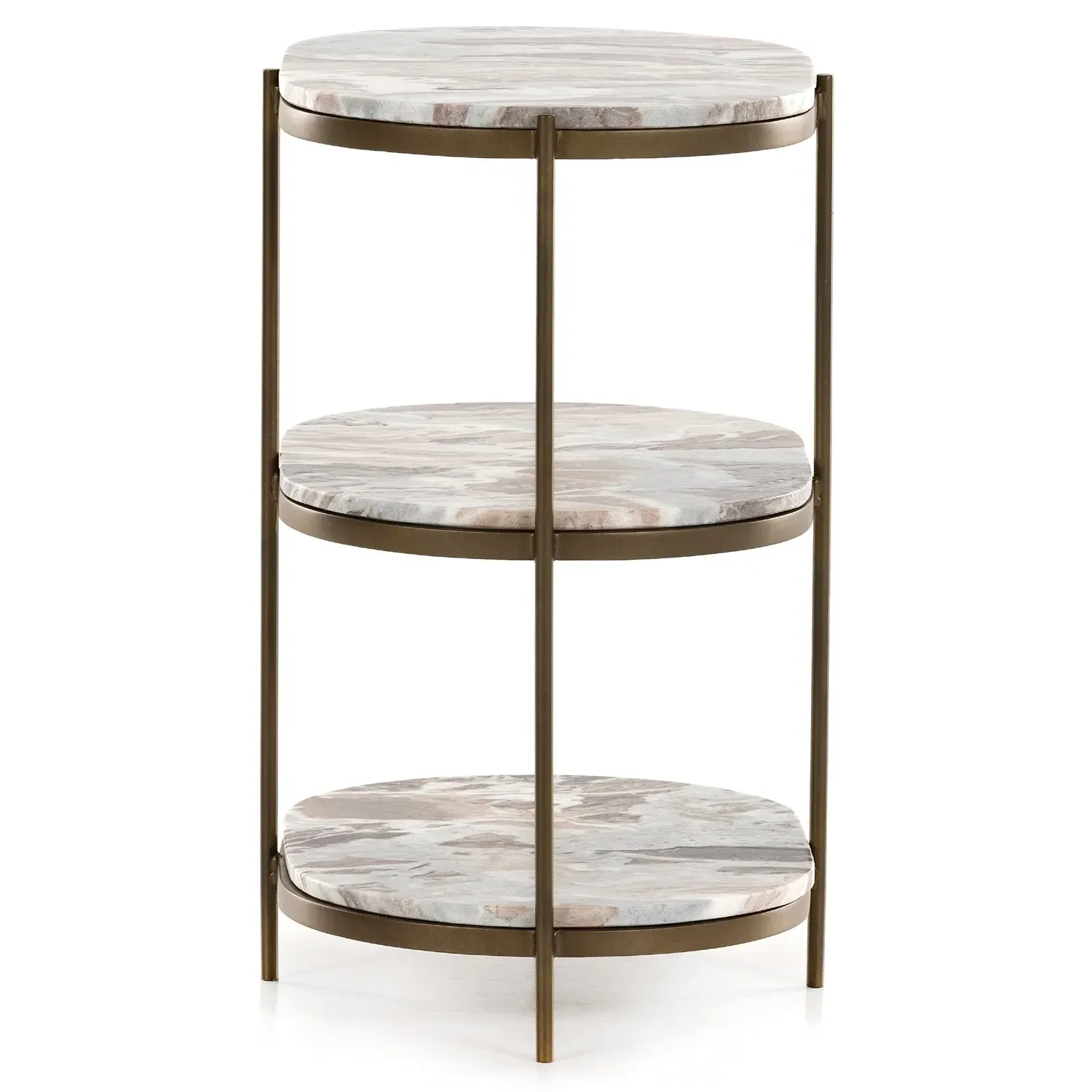 Kian Oval Side Table with Shelving - Grey, Marble