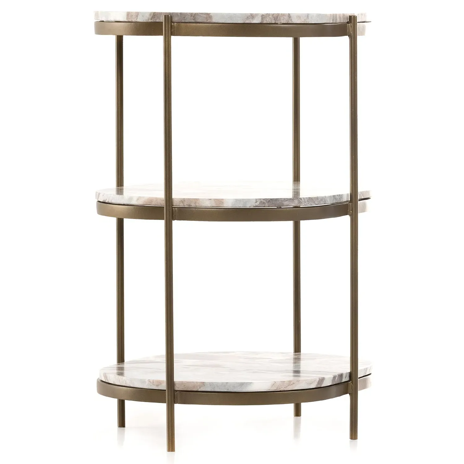 Kian Oval Side Table with Shelving - Grey, Marble