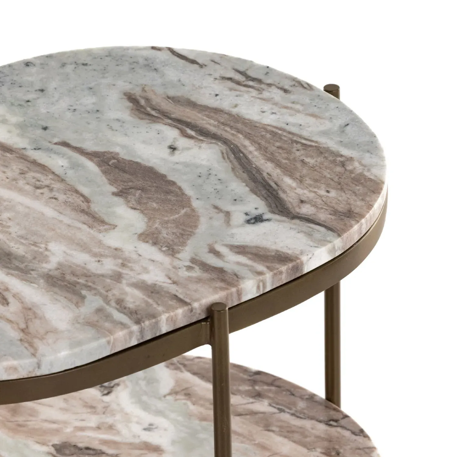 Kian Oval Side Table with Shelving - Grey, Marble