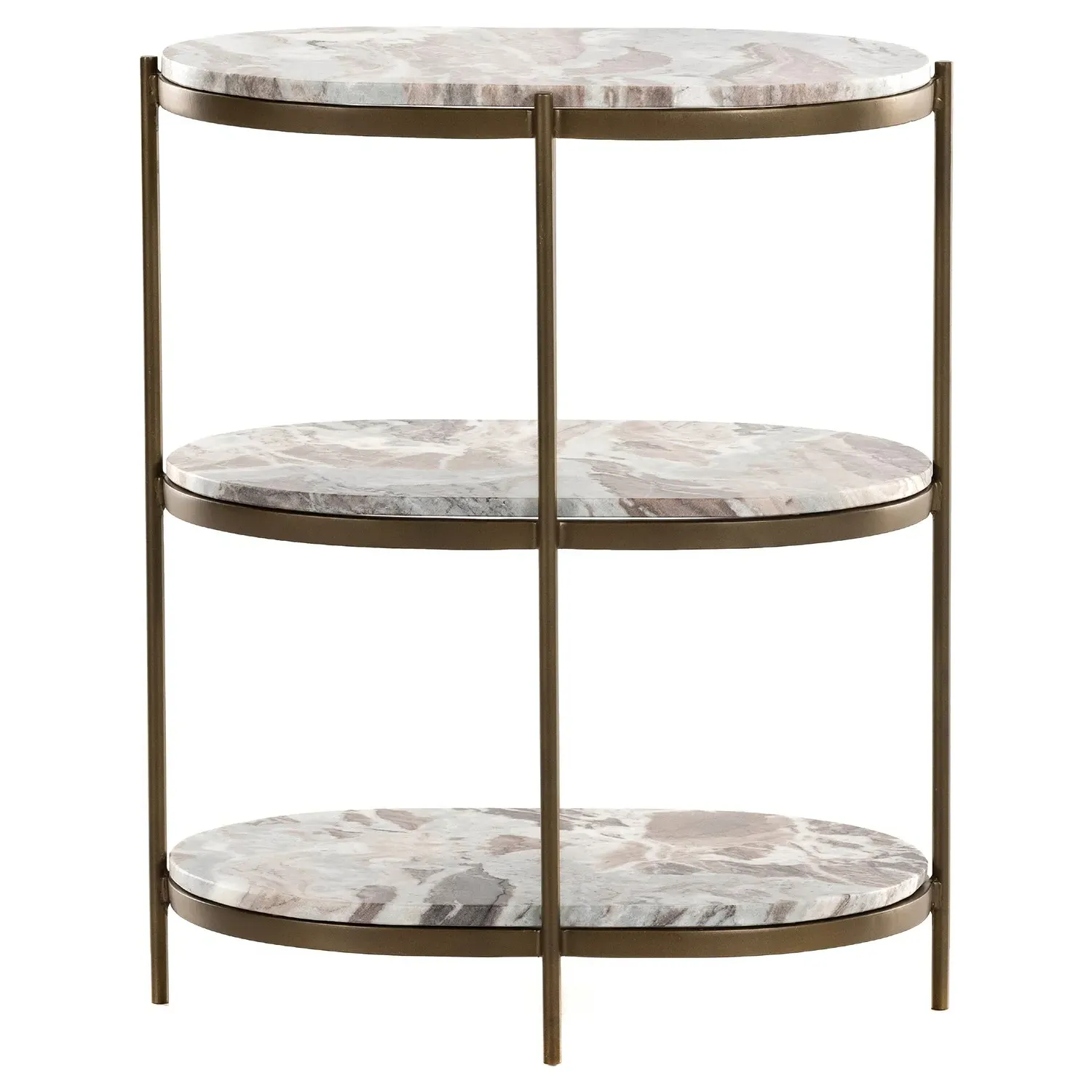 Kian Oval Side Table with Shelving - Grey, Marble image