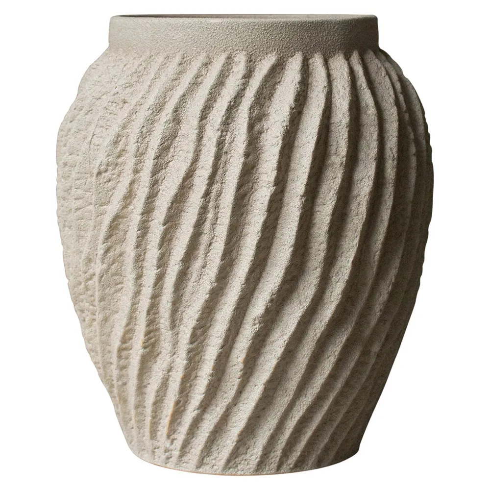 Kiara Large Round Pot Planter - Beige, Ceramic