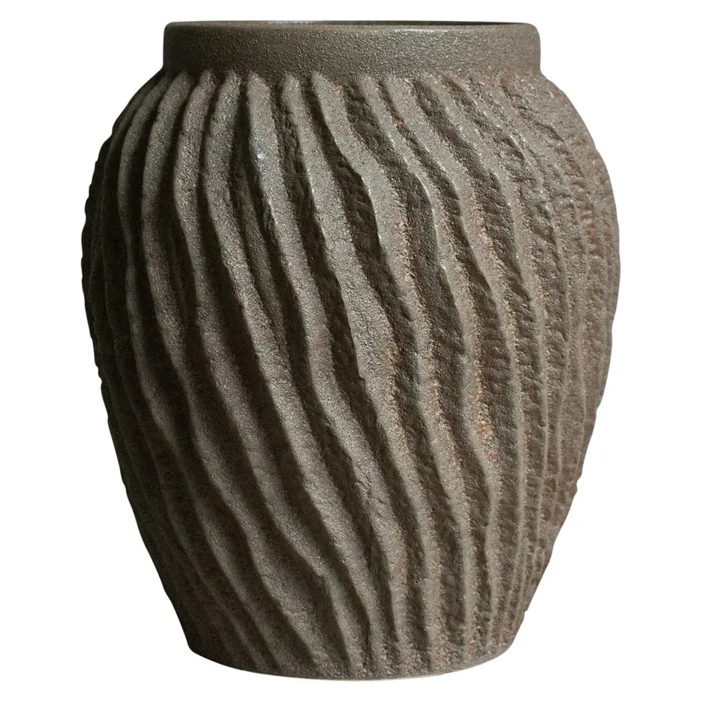 Kiara Large Round Pot Planter - Grey, Ceramic