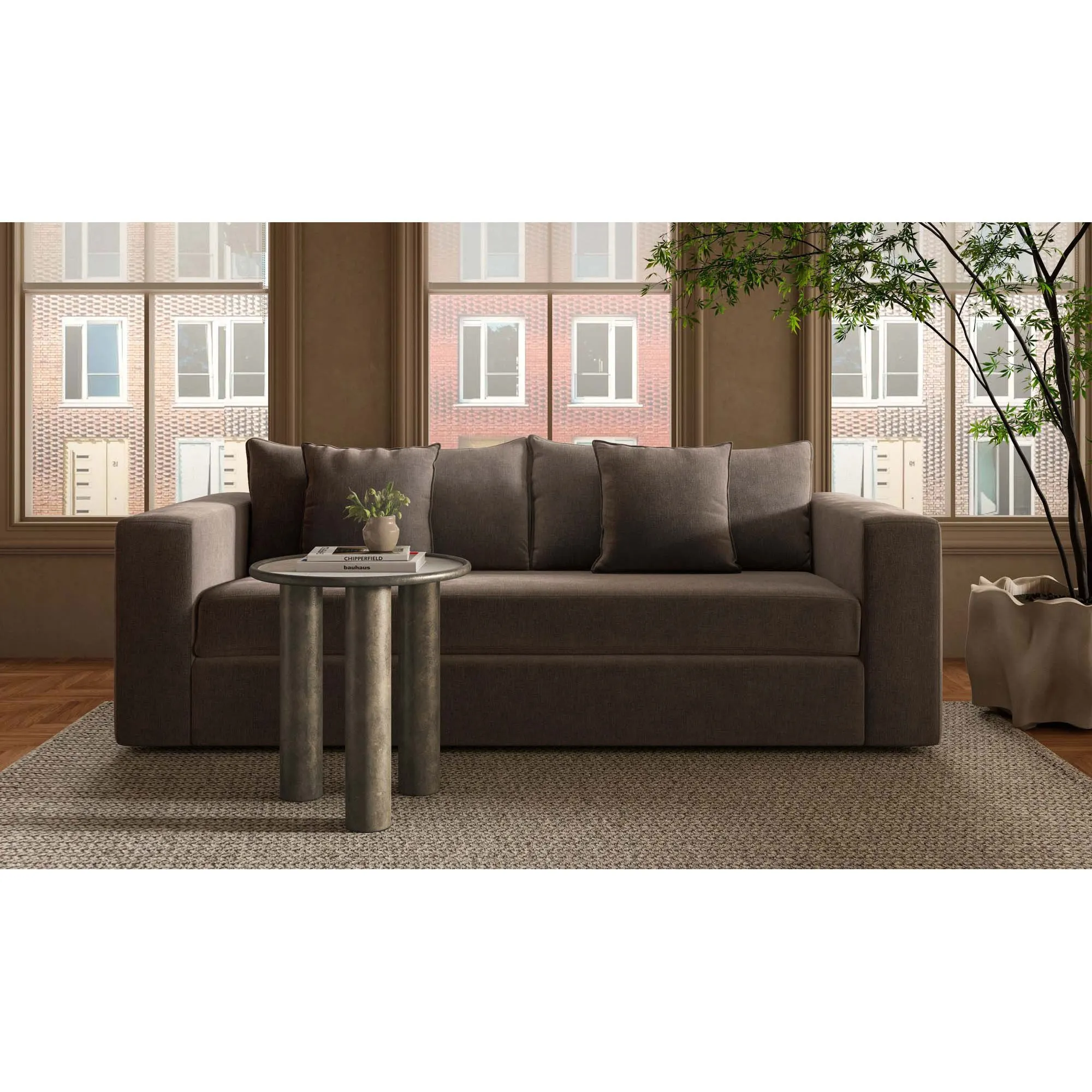 Kiara Sleeper Sofa - Brown, Velvet