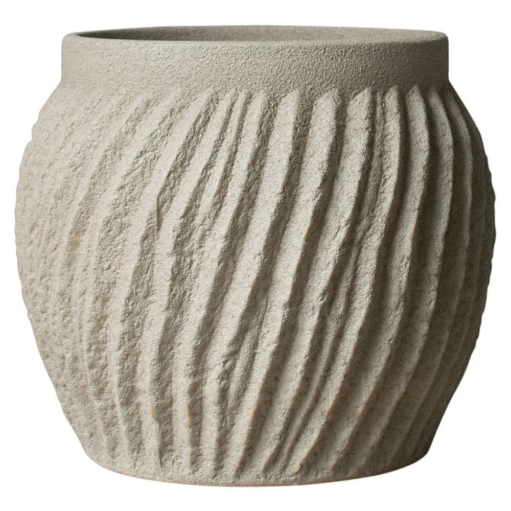 Kiara Small Round Pot Planter - Beige, Ceramic image