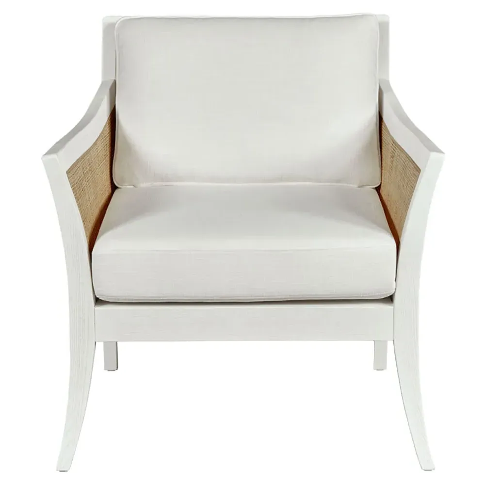 Kiawah Woven Cane Lounge Chair - Alabaster White, Oak image