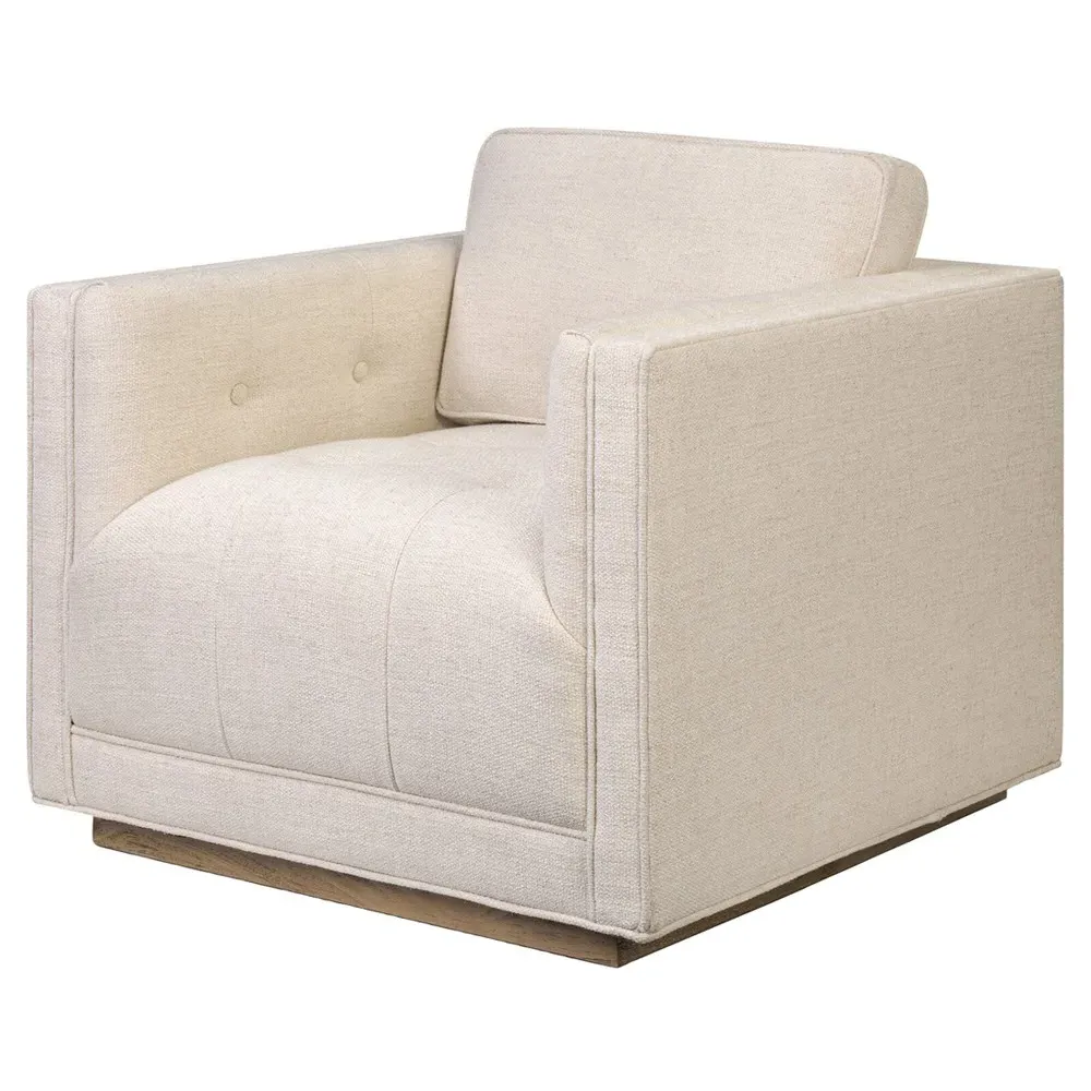 Kiera Tufted Swivel Arm Chair - Cream, Oak image