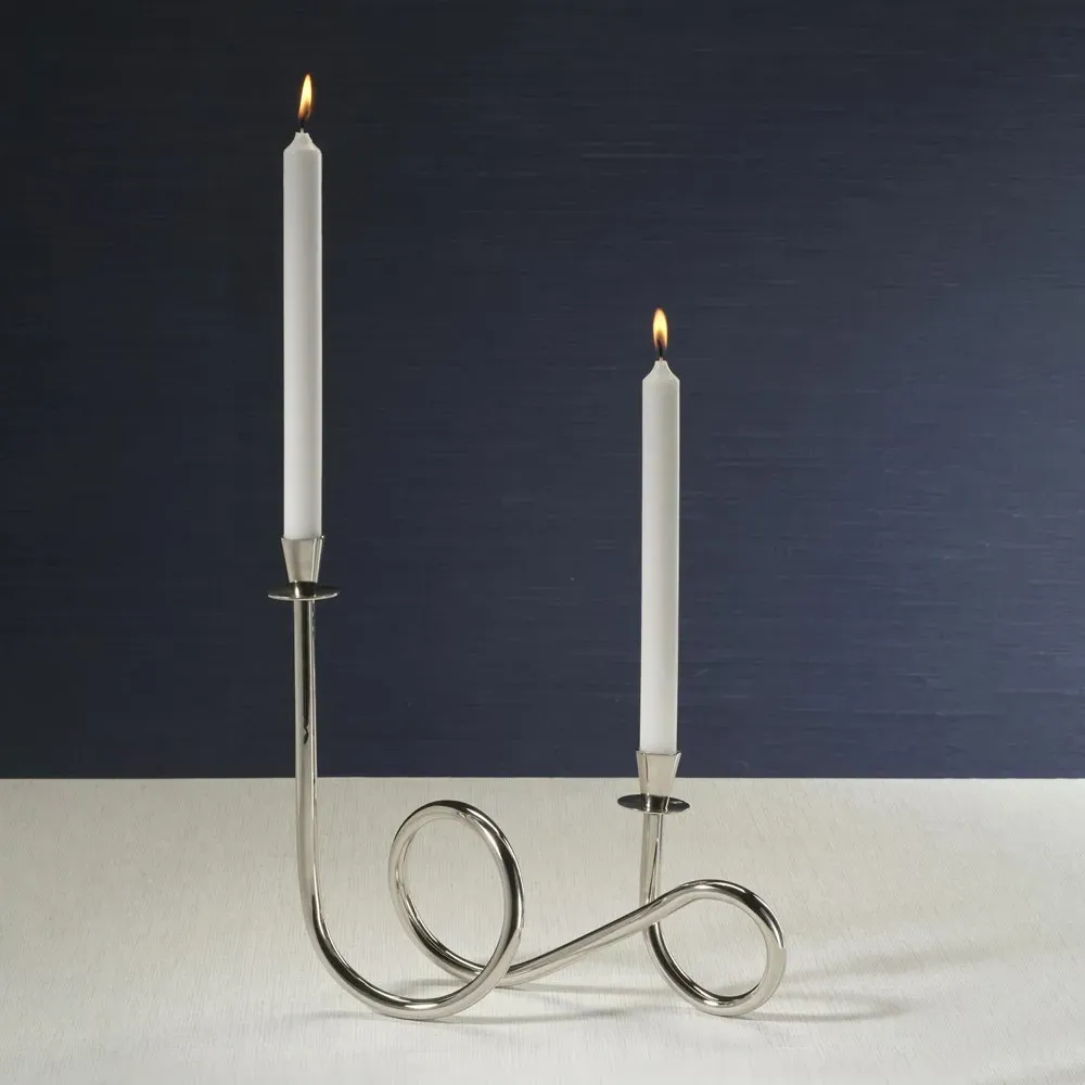 Kieran Loop Candleholder - Silver, Brass