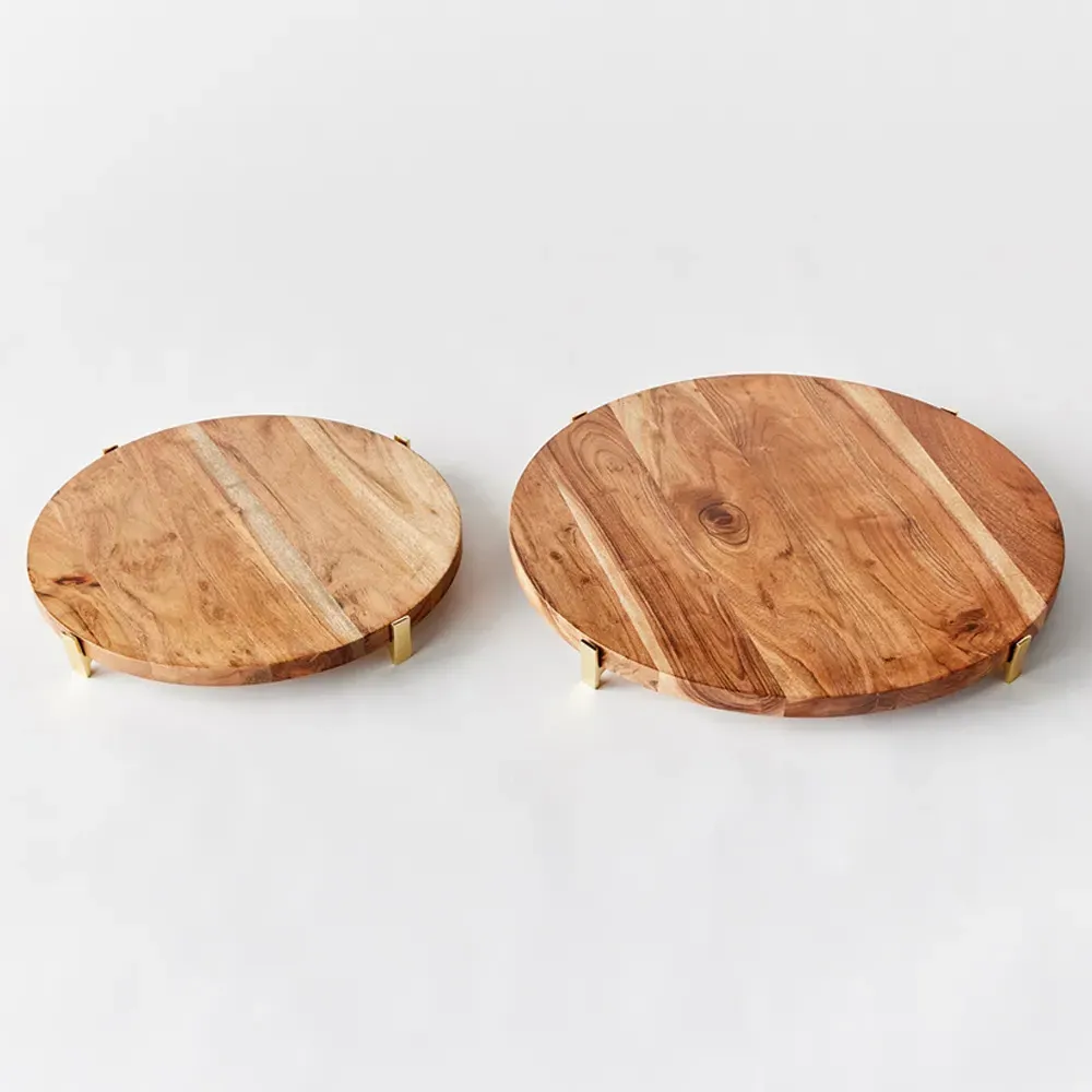 Kieran Round Serving Board Set - Natural, Acacia Wood