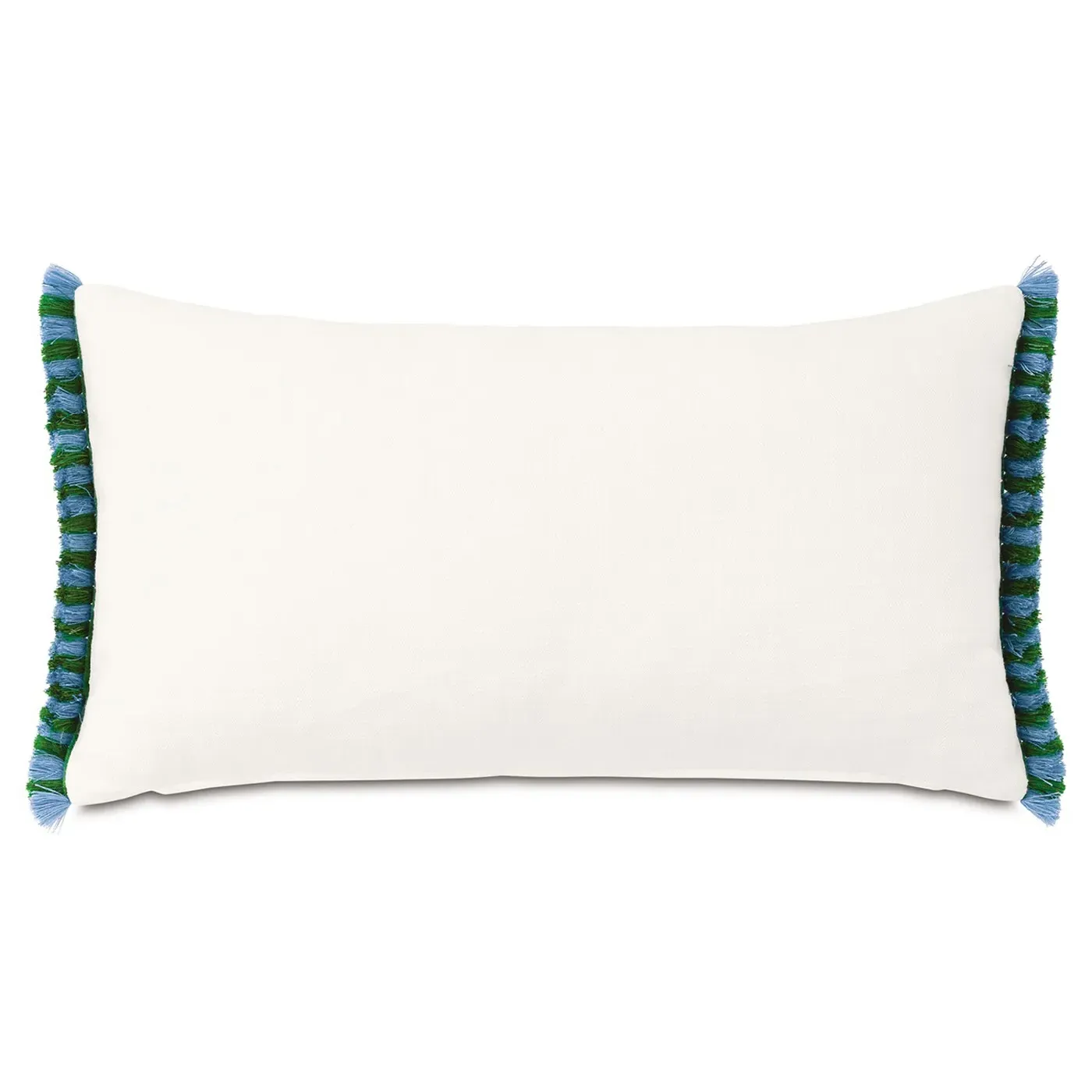 Kierra Lumbar Pillow with Fringe - Green, Mohair