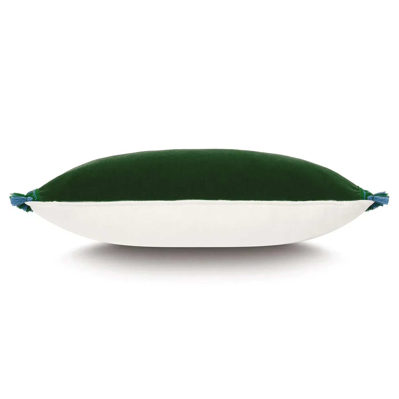 Kierra Lumbar Pillow with Fringe - Green, Mohair