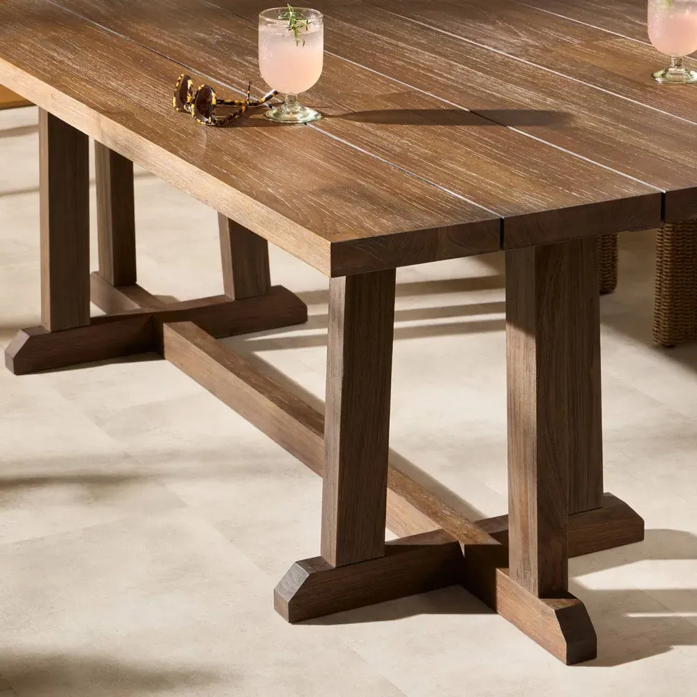 Kim Rectangular Outdoor Dining Table - Brown, Teak