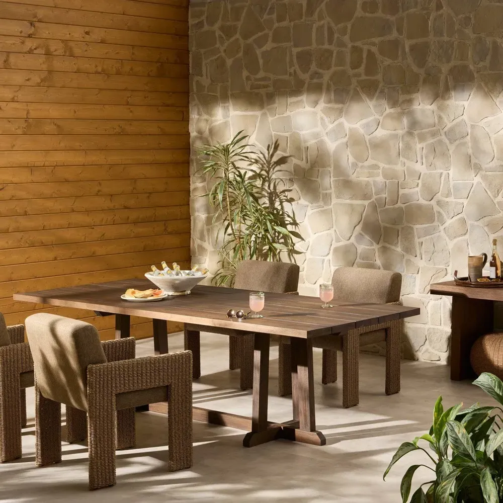 Kim Rectangular Outdoor Dining Table - Brown, Teak