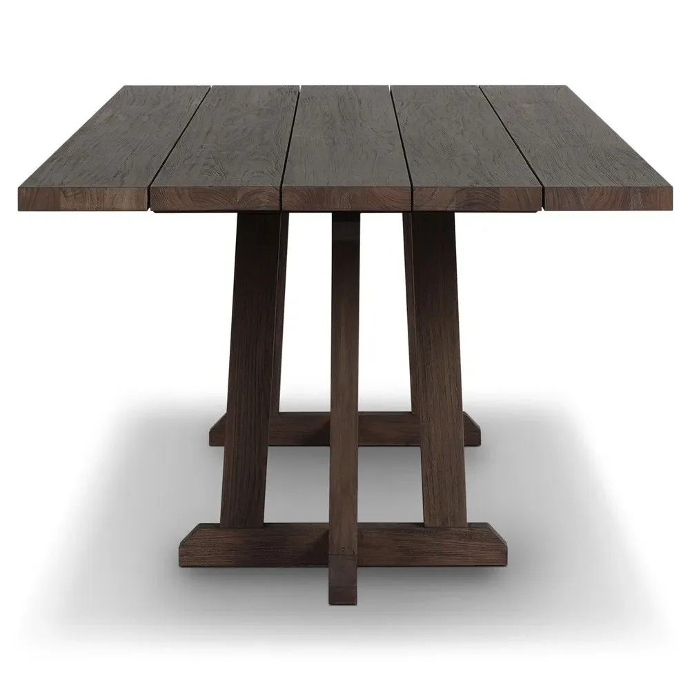Kim Rectangular Outdoor Dining Table - Brown, Teak