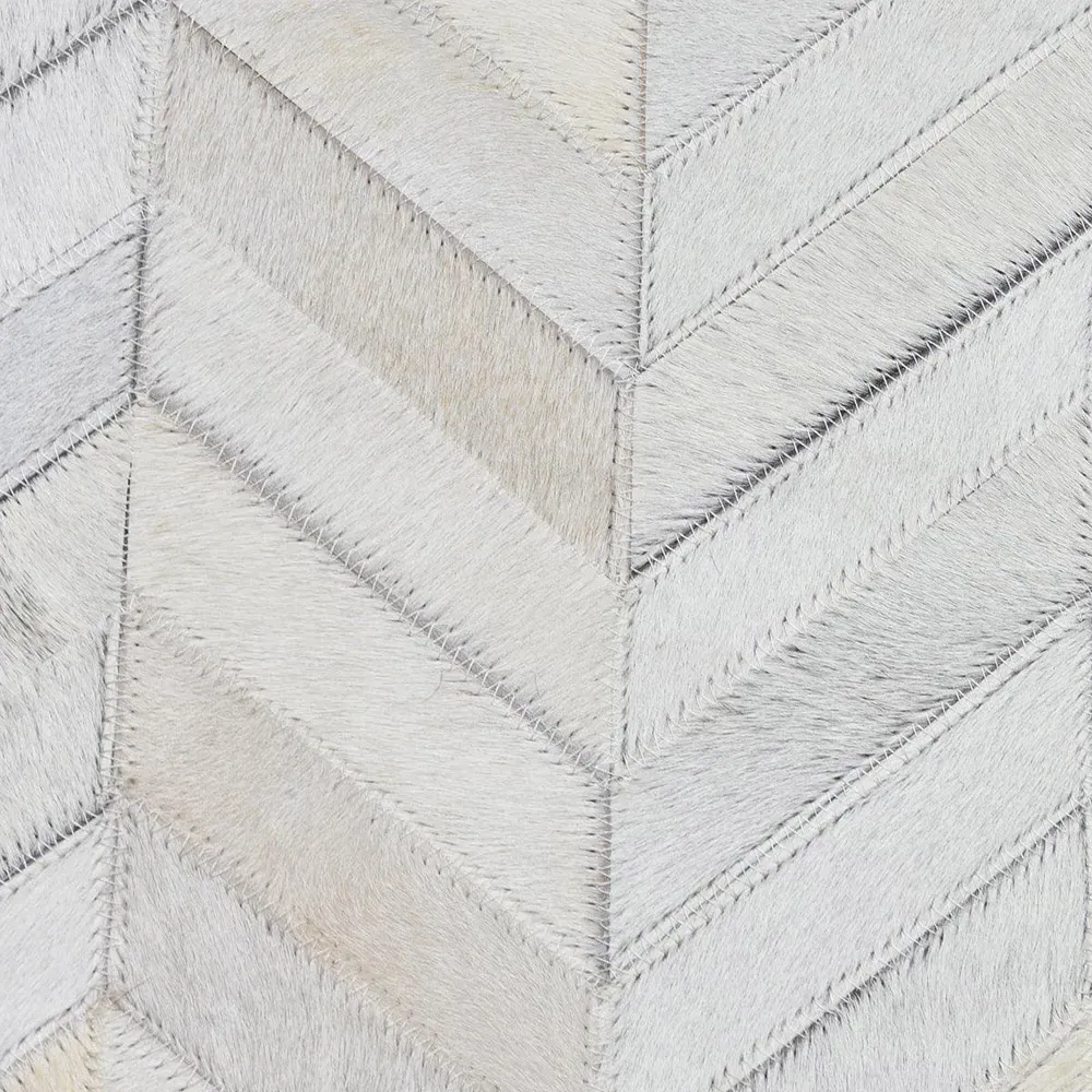 Kimberly Geometric Patterned Rug - White, Buff Leather