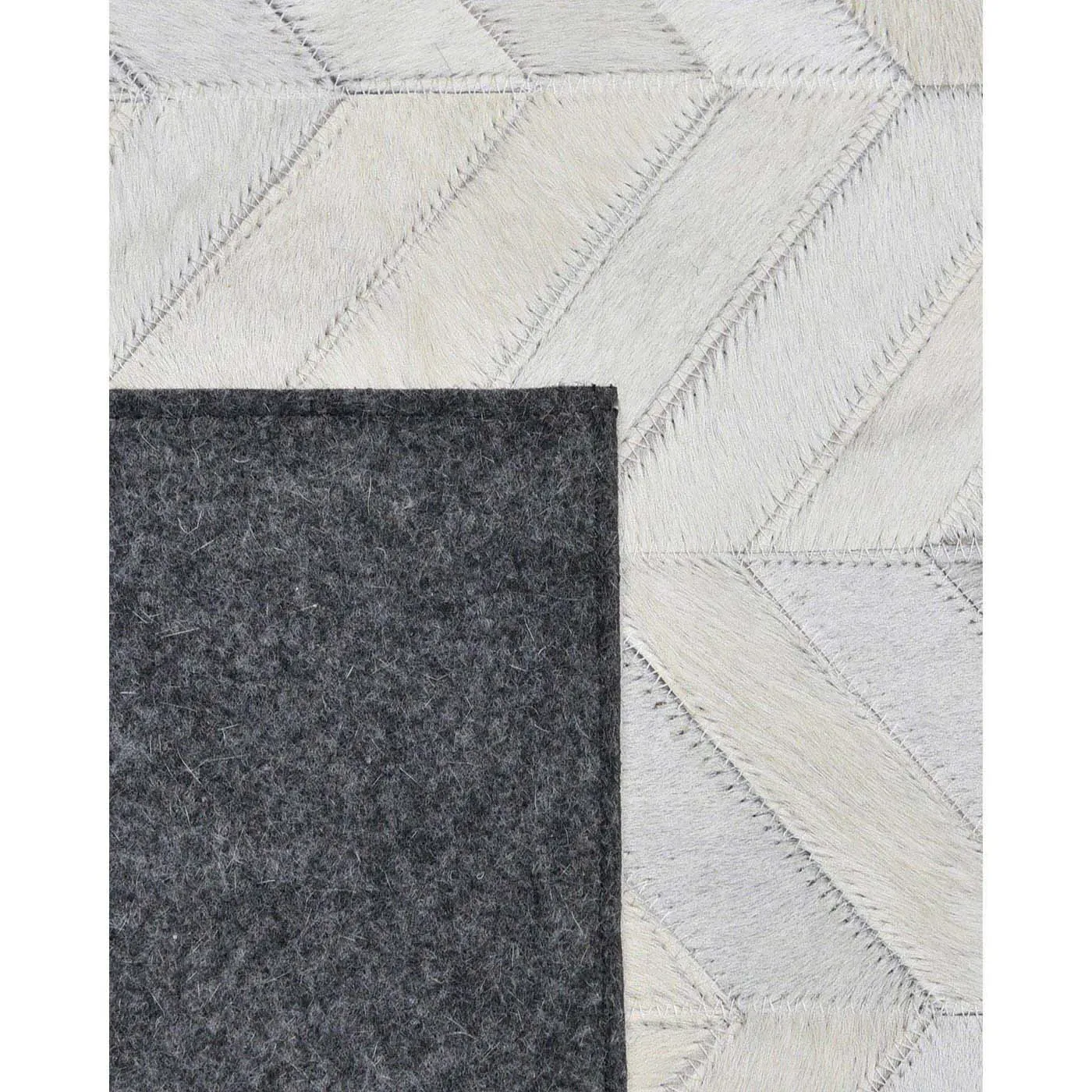 Kimberly Geometric Patterned Rug - White, Buff Leather