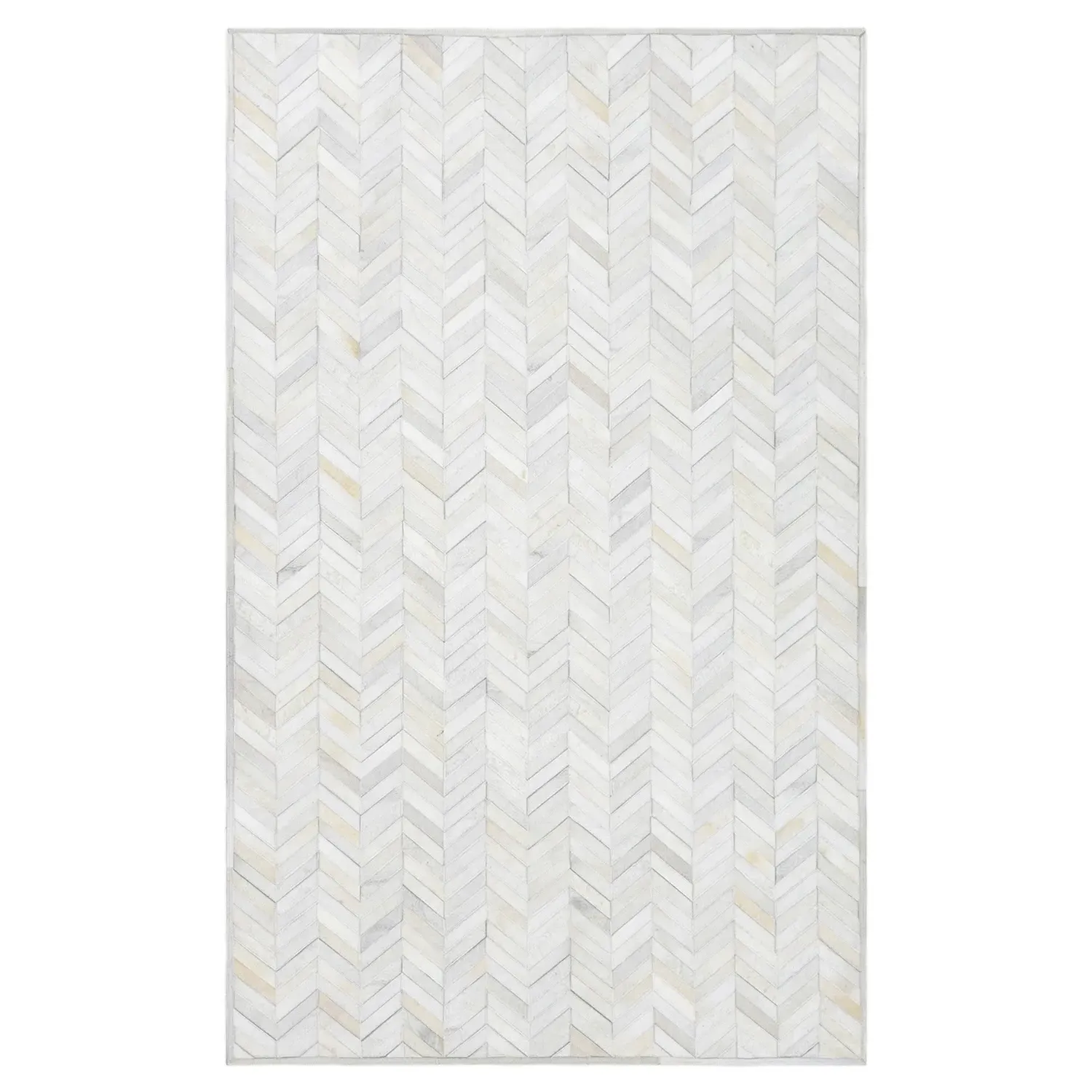 Kimberly Geometric Patterned Rug - White, Buff Leather