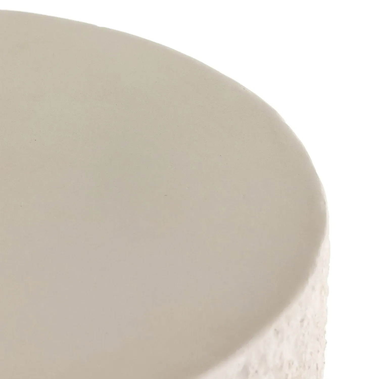 Kingston Round Drum Outdoor End Table - White, Concrete