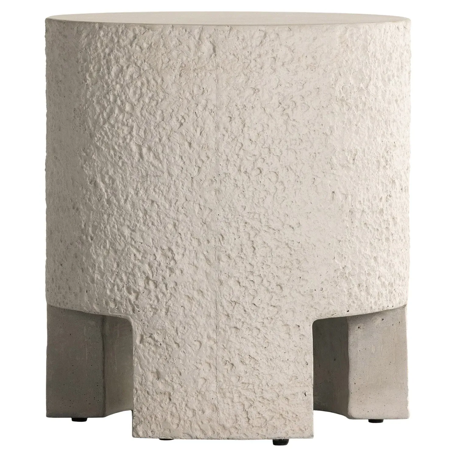 Kingston Round Drum Outdoor End Table - White, Concrete image