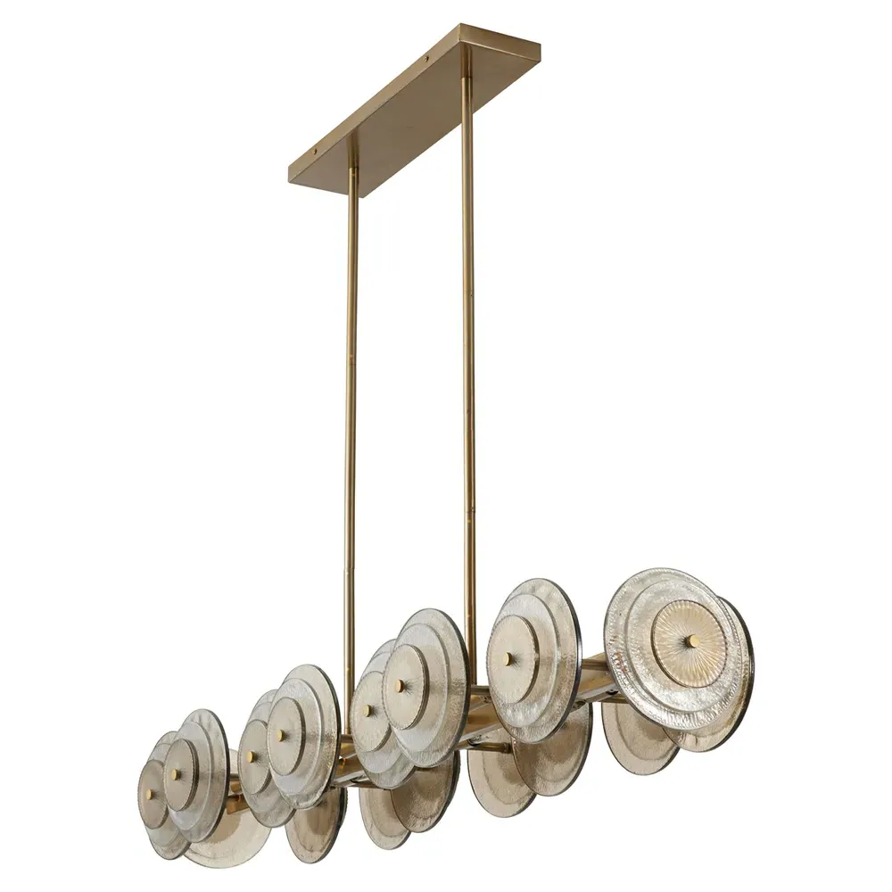 Kinlee Regency Chandelier - Antique Brass, Etched Glass