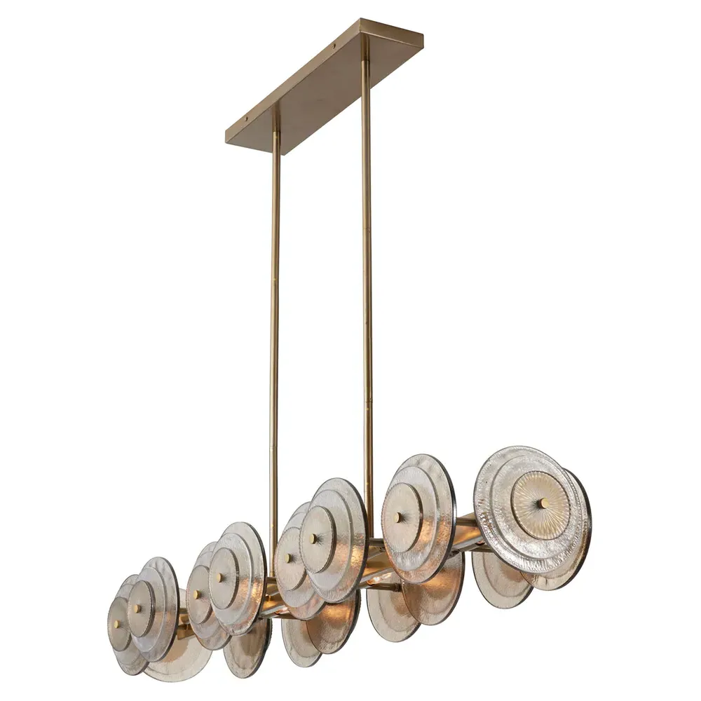 Kinlee Regency Chandelier - Antique Brass, Etched Glass