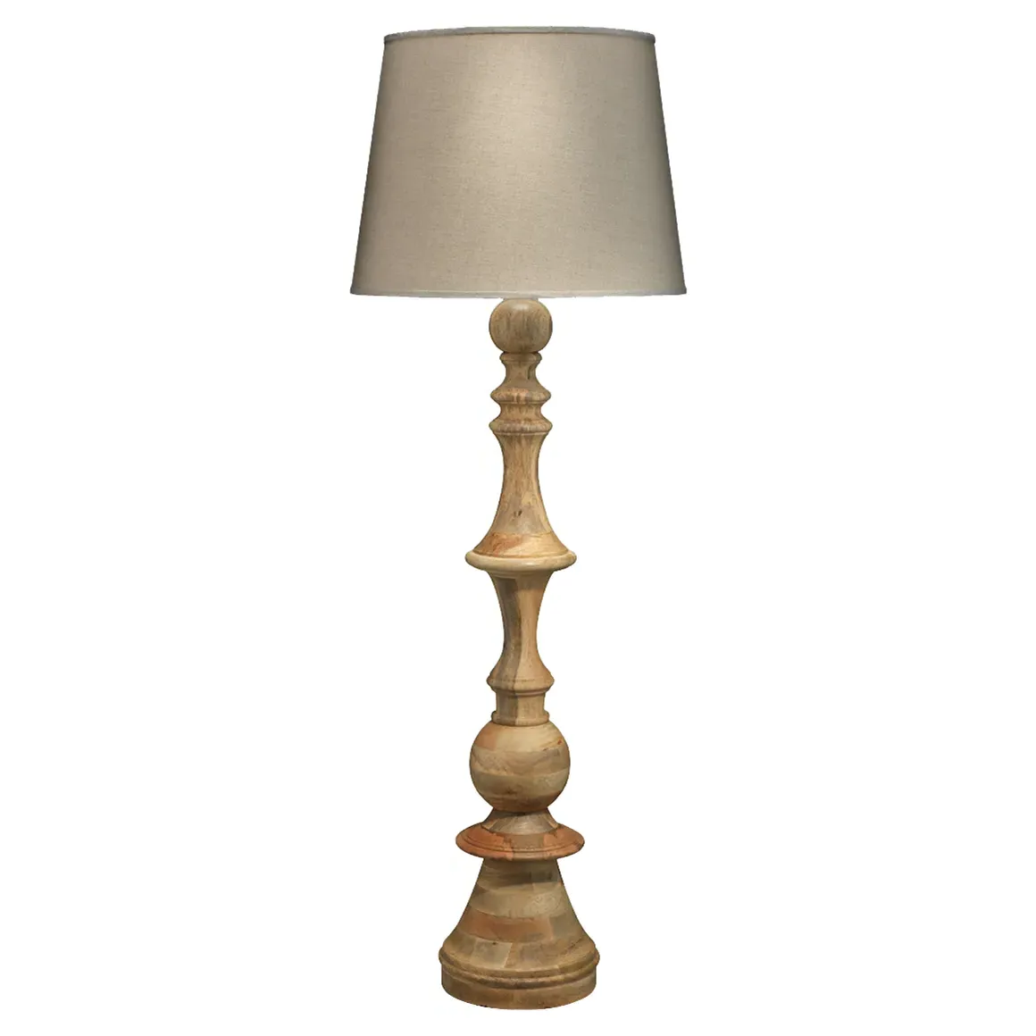 Kinsley Floor Lamp with Linen Shade - Brown, Wood image