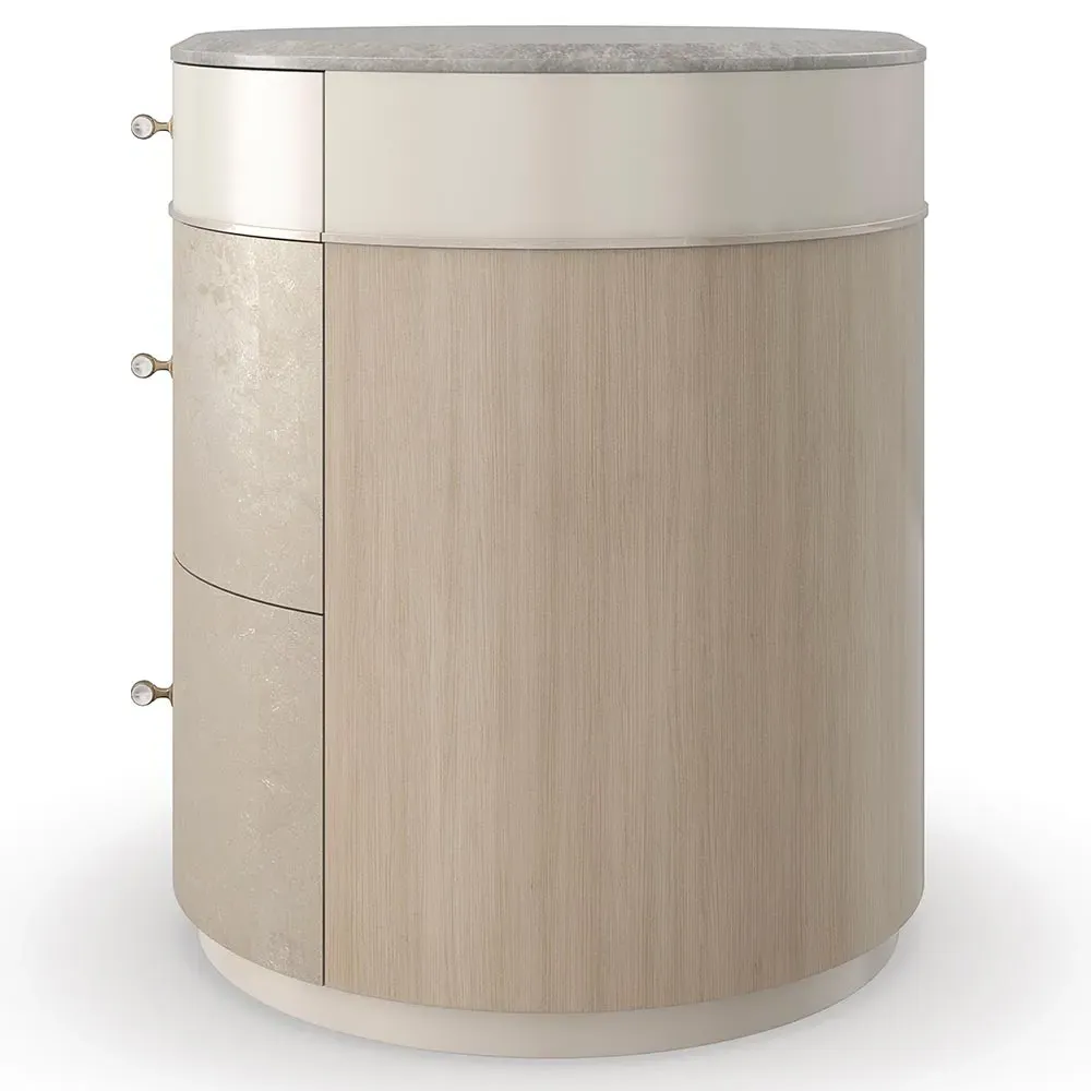 Kinsley Round Nightstand - Grey, Birch Wood