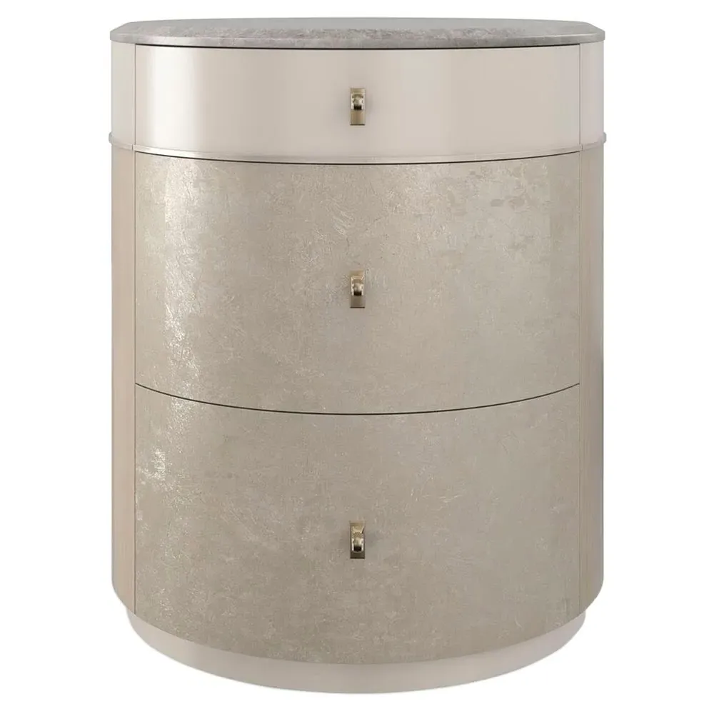 Kinsley Round Nightstand - Grey, Birch Wood image
