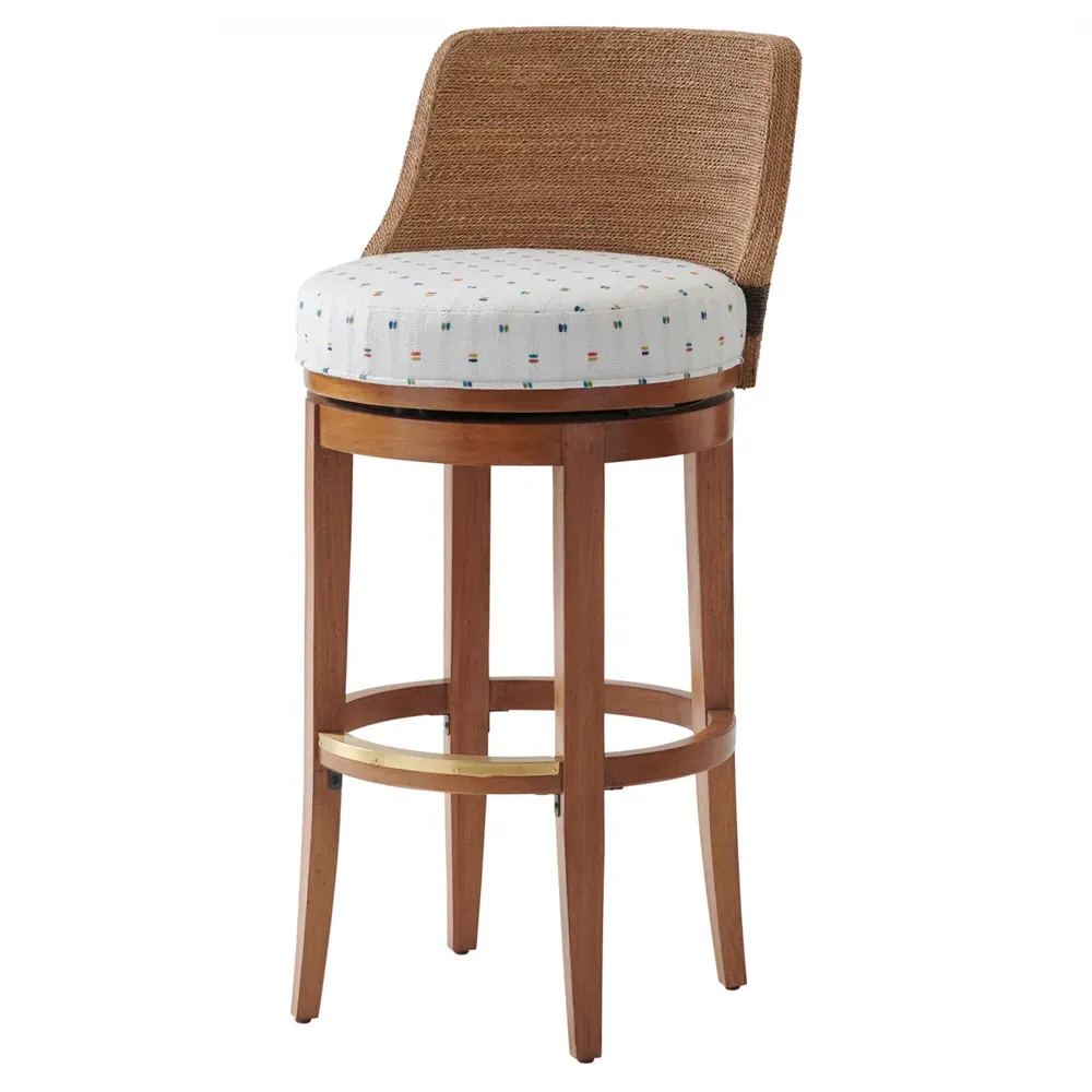 Kipton Swivel Bar Stool - White Patterned