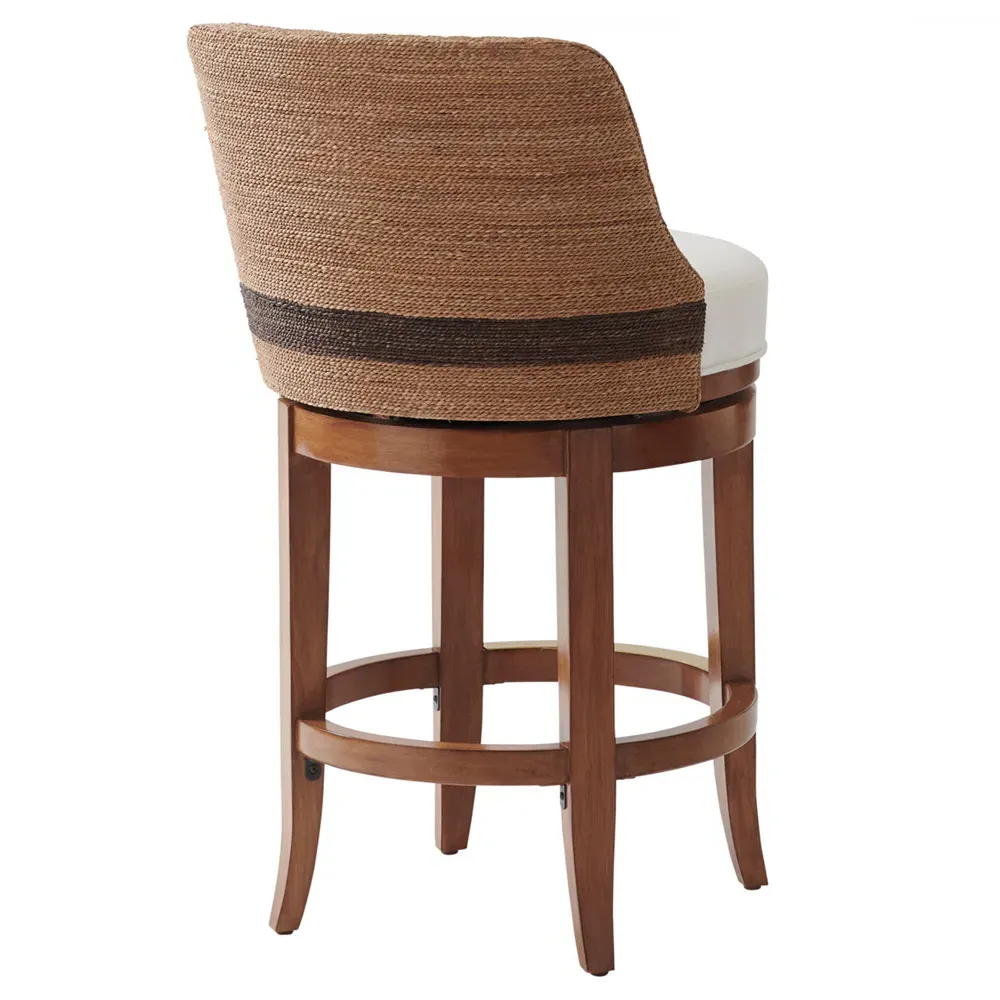Kipton Swivel Counter Stool - White, Woven Rope