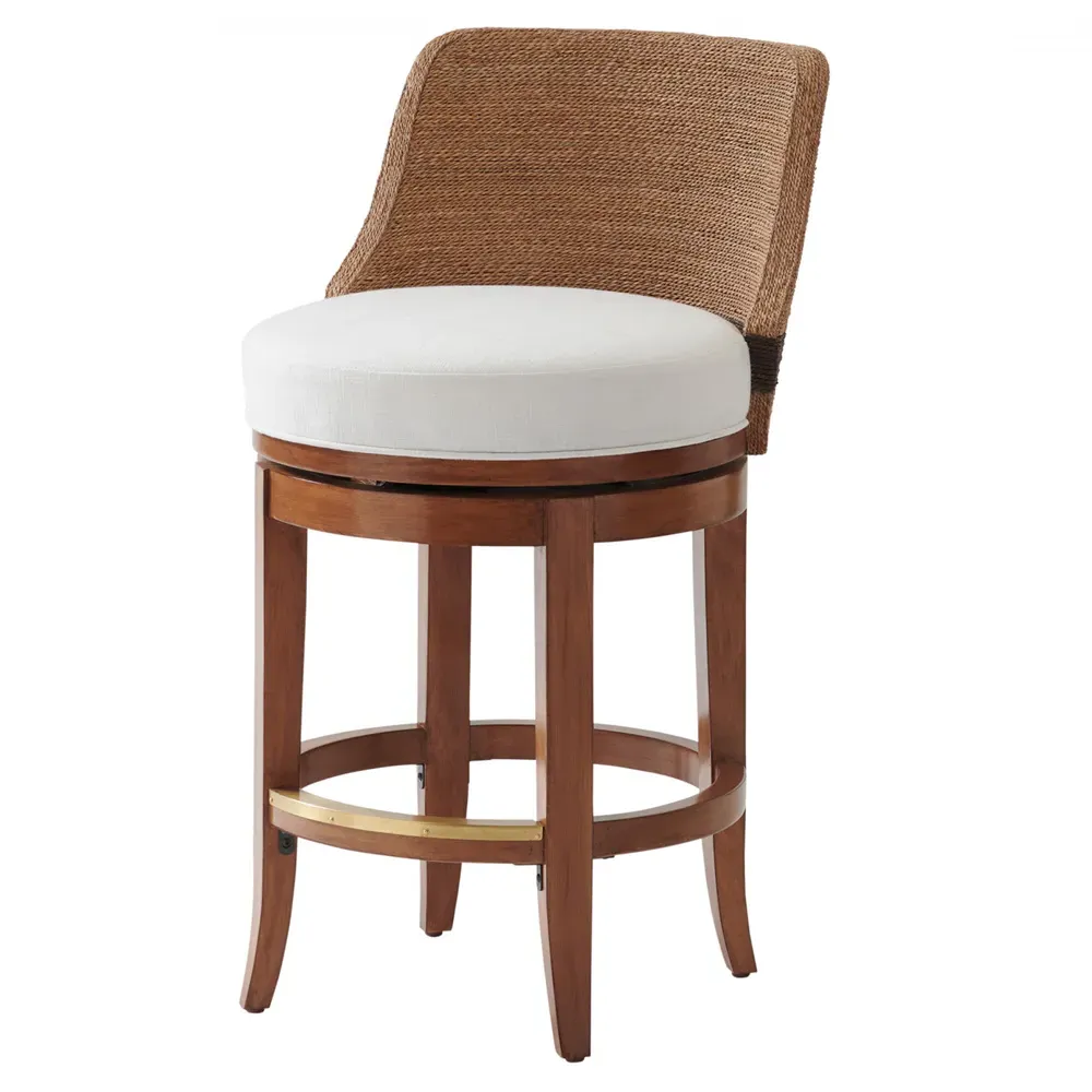 Kipton Swivel Counter Stool - White, Woven Rope image
