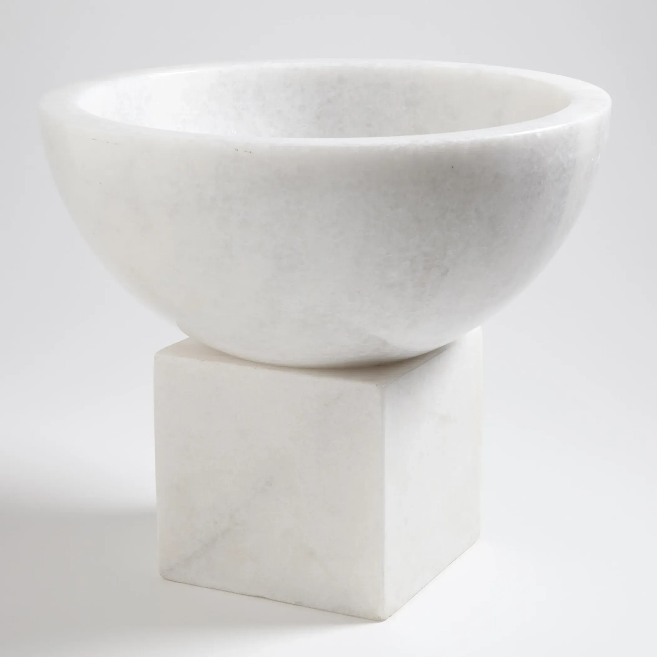 Kira Decorative Footed Bowl - White, Marble
