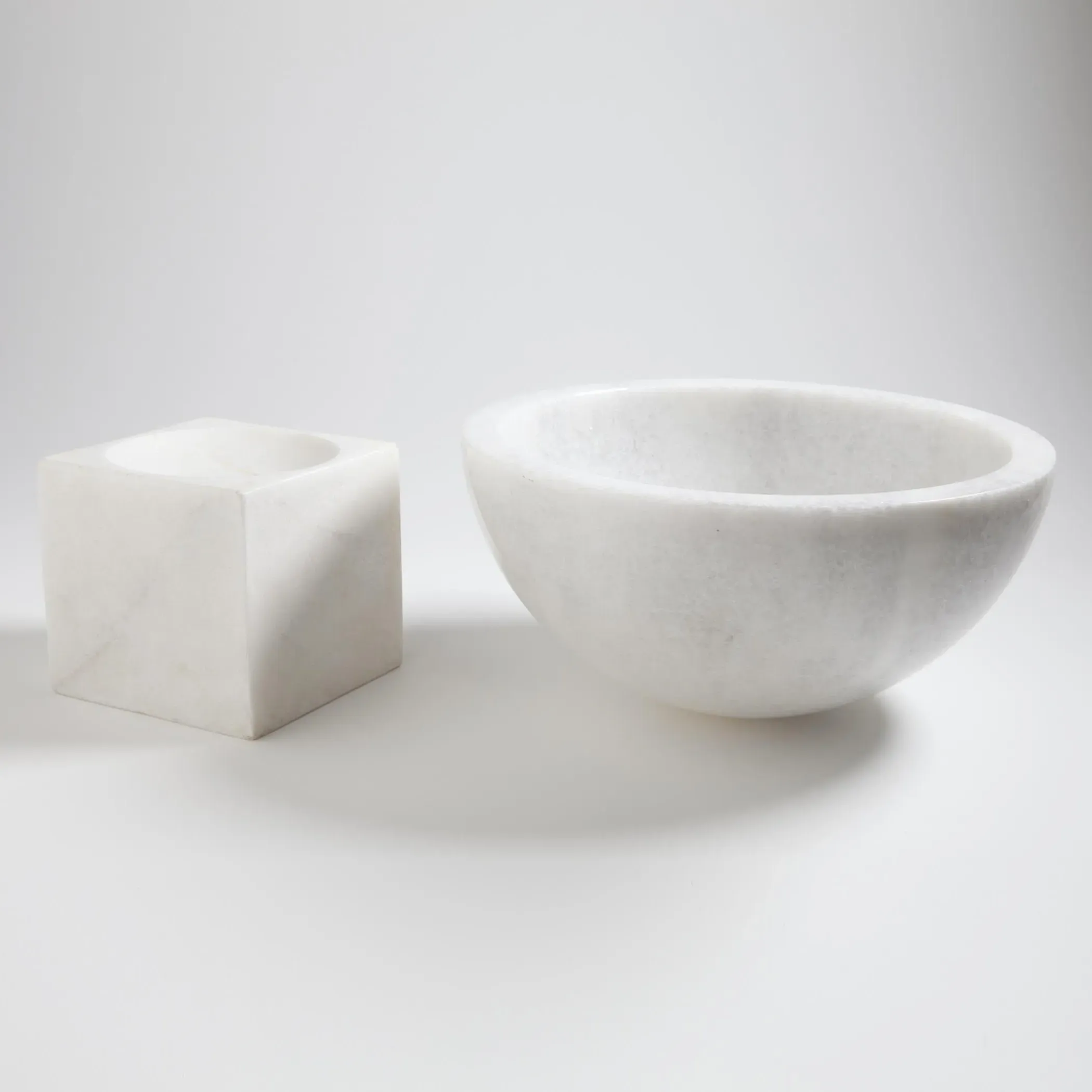 Kira Decorative Footed Bowl - White, Marble