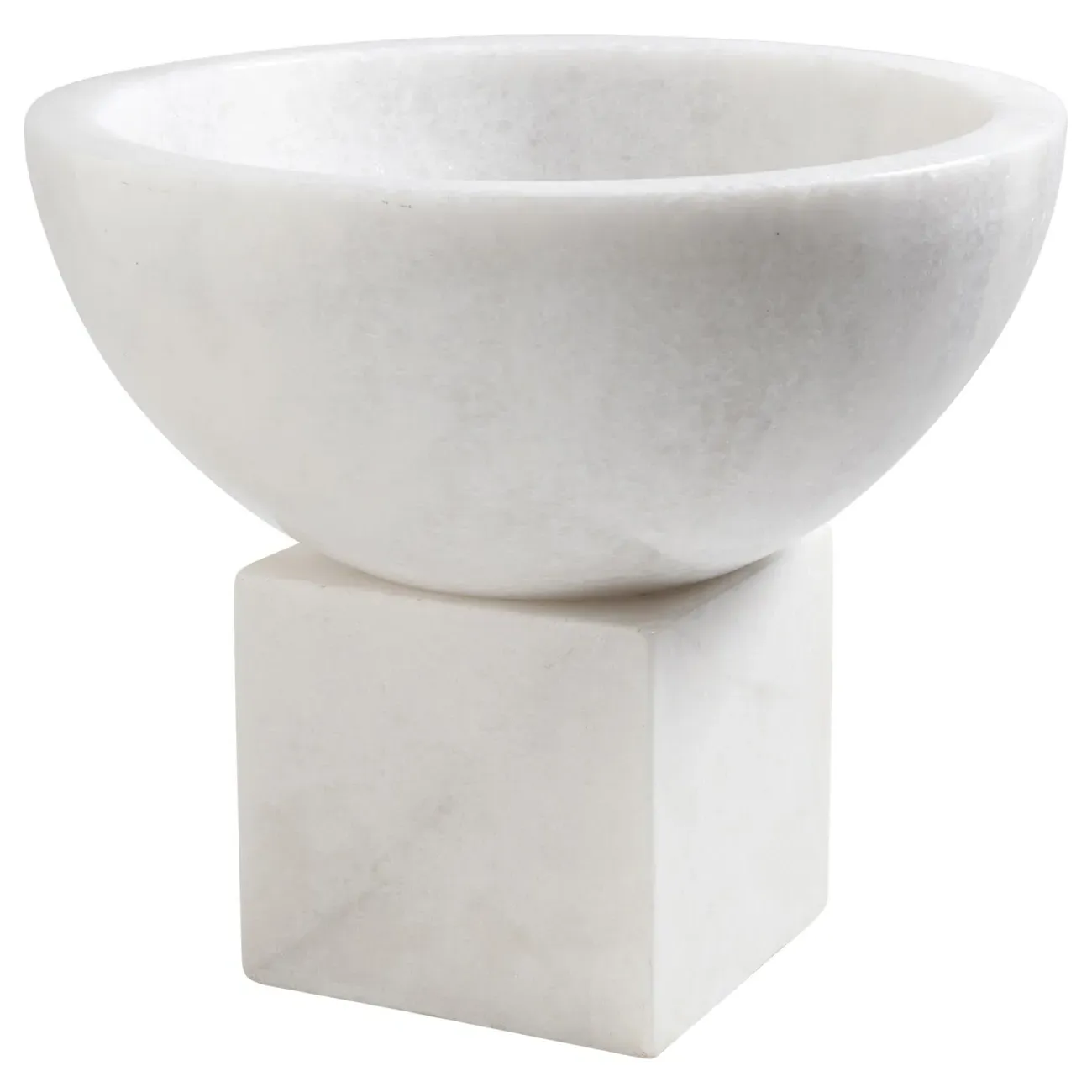 Kira Decorative Footed Bowl - White, Marble
