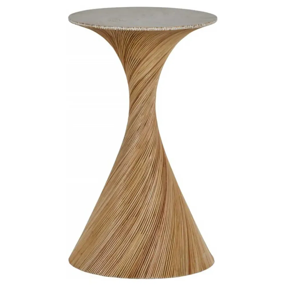Kirk Round Side Table - Brown, Rattan