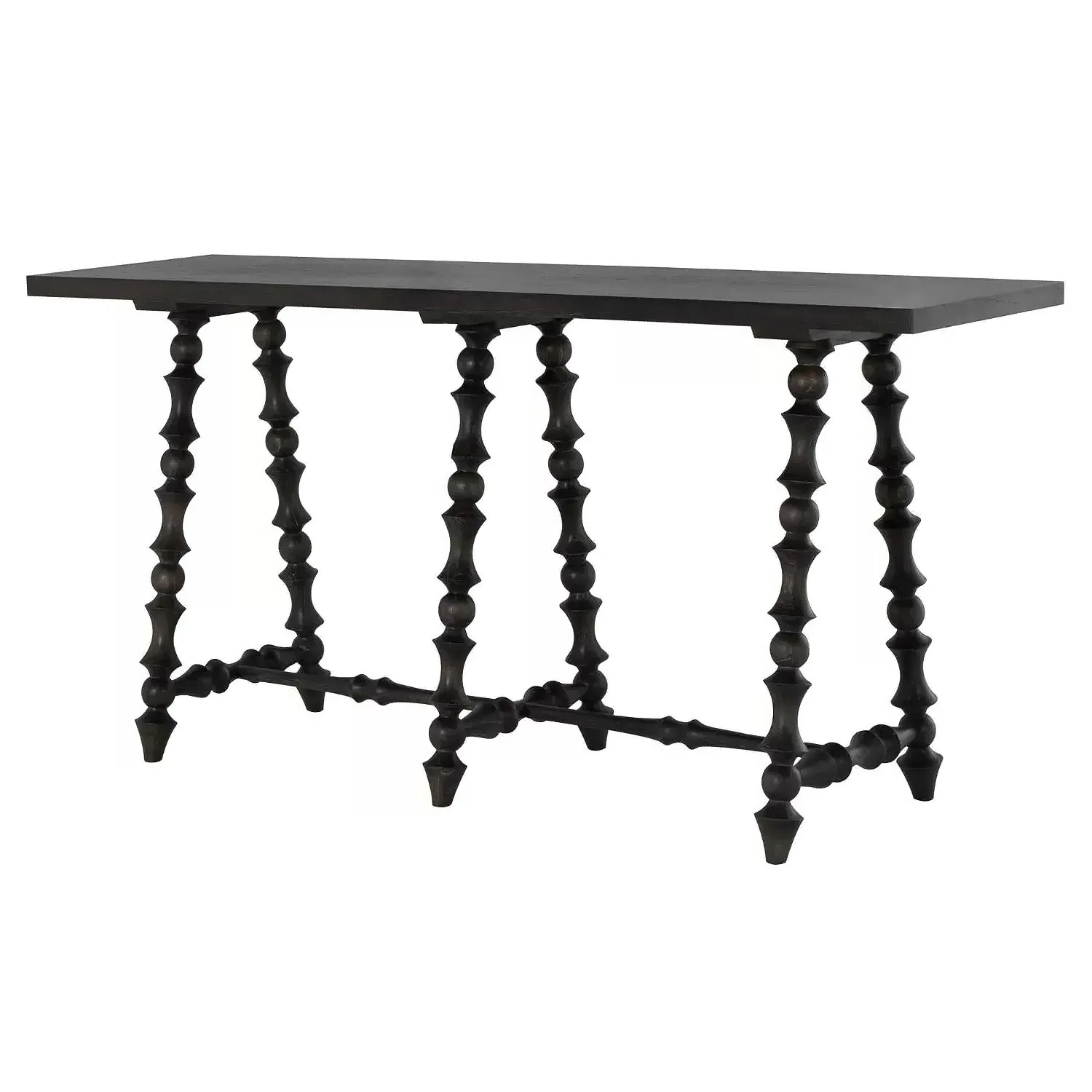 Kirkwood Rectangular Console Table - Forest Black, Mindi Wood