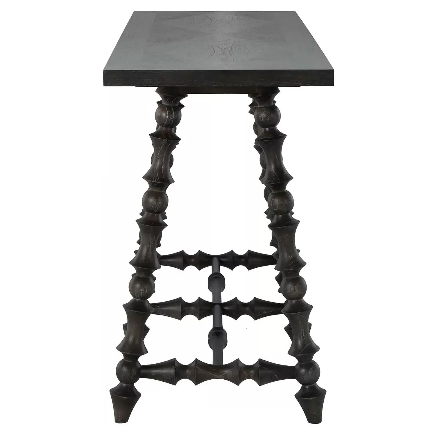 Kirkwood Rectangular Console Table - Forest Black, Mindi Wood