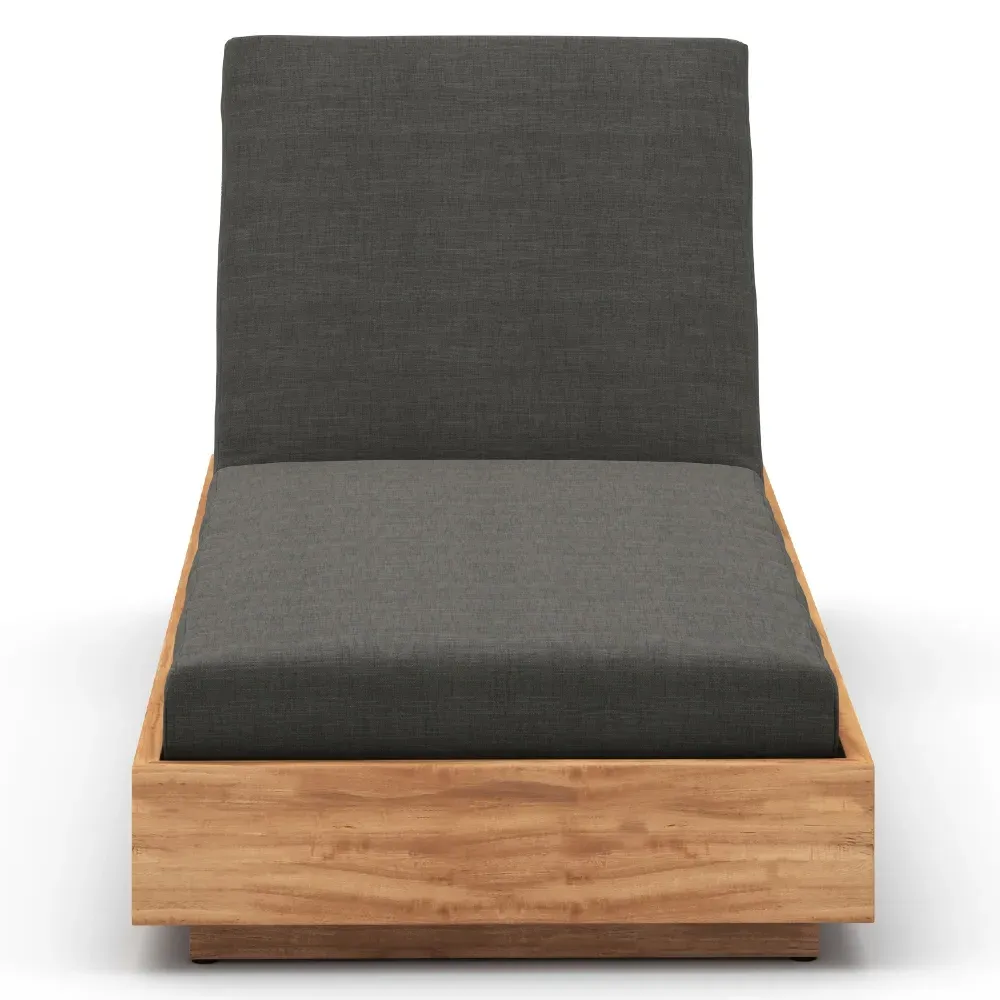Kisha Outdoor Chaise Lounge - Black, Teak