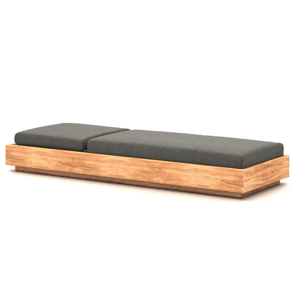 Kisha Outdoor Chaise Lounge - Black, Teak