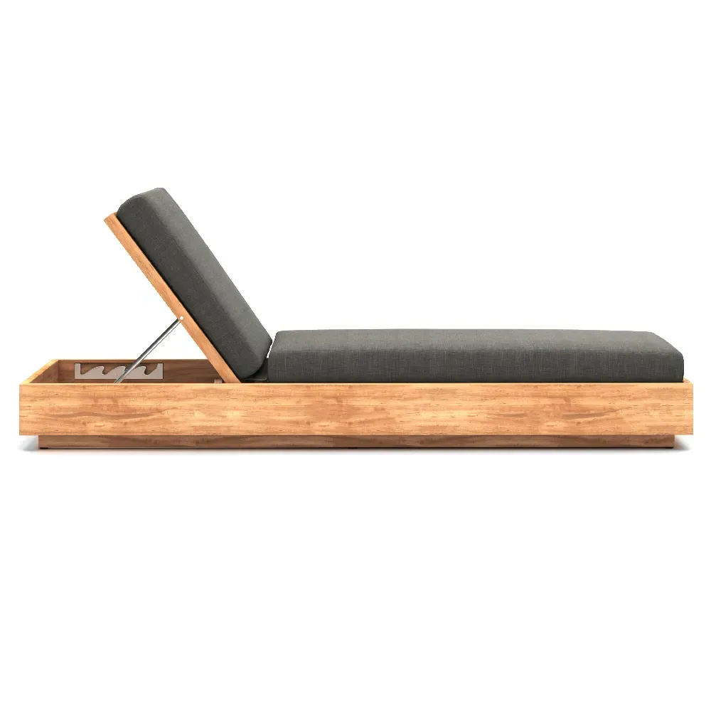 Kisha Outdoor Chaise Lounge - Black, Teak