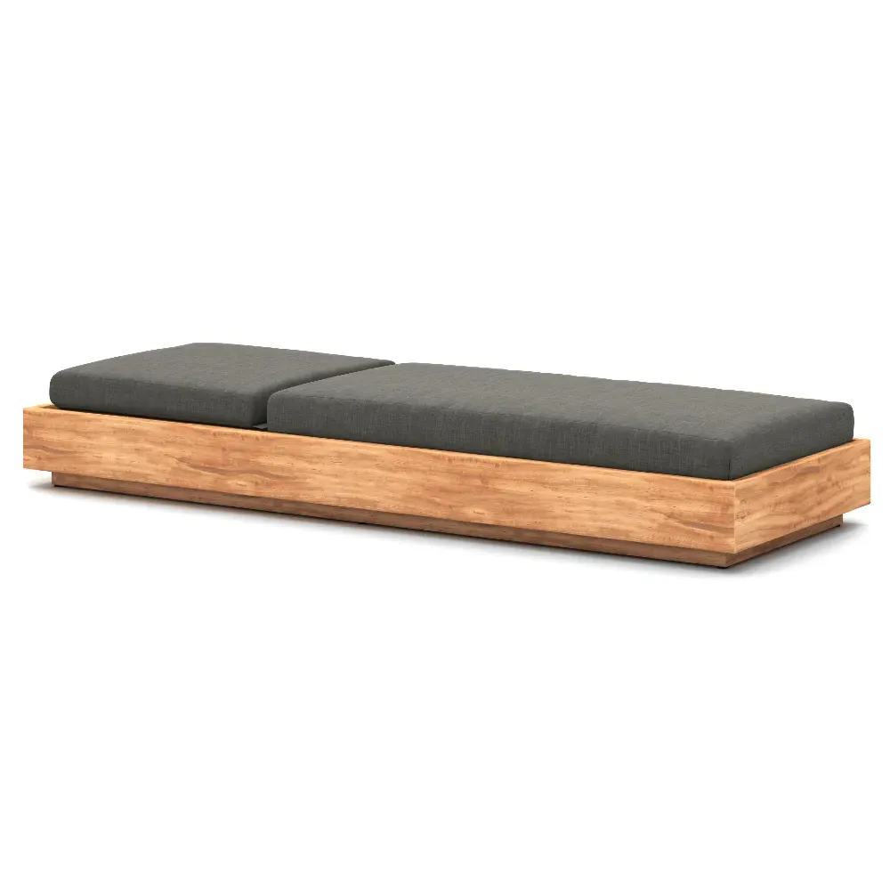 Kisha Outdoor Chaise Lounge - Black, Teak