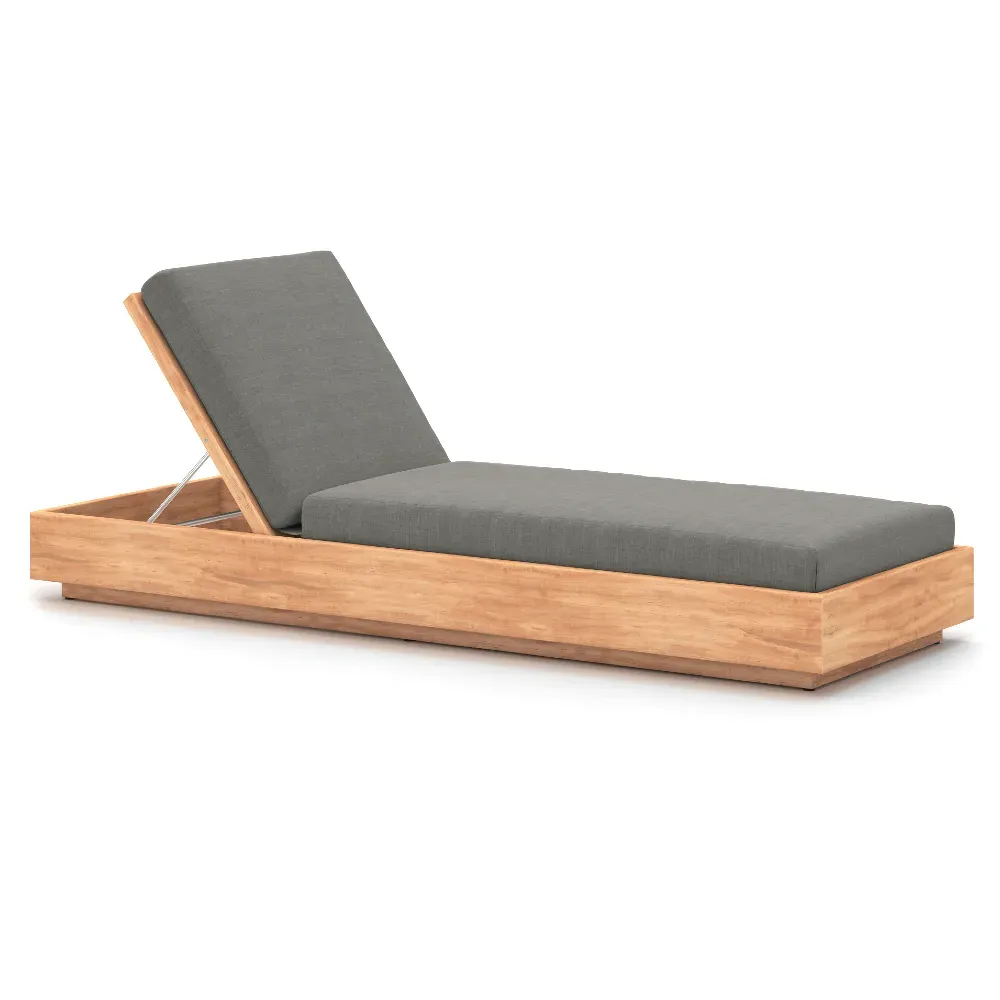 Kisha Outdoor Chaise Lounge - Black, Teak image