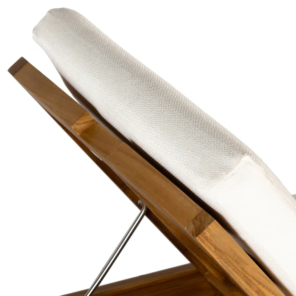 Kisha Outdoor Chaise Lounge - White, Teak