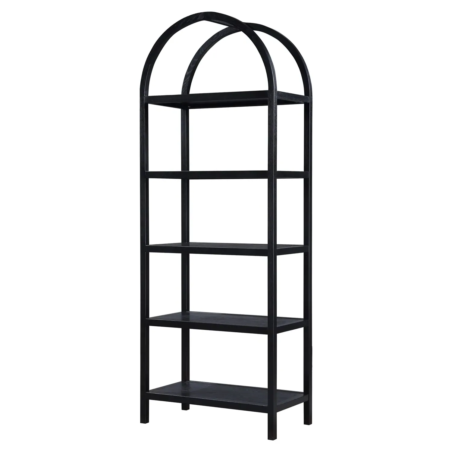 Klara Arched Bookcase - Black, Oak Wood