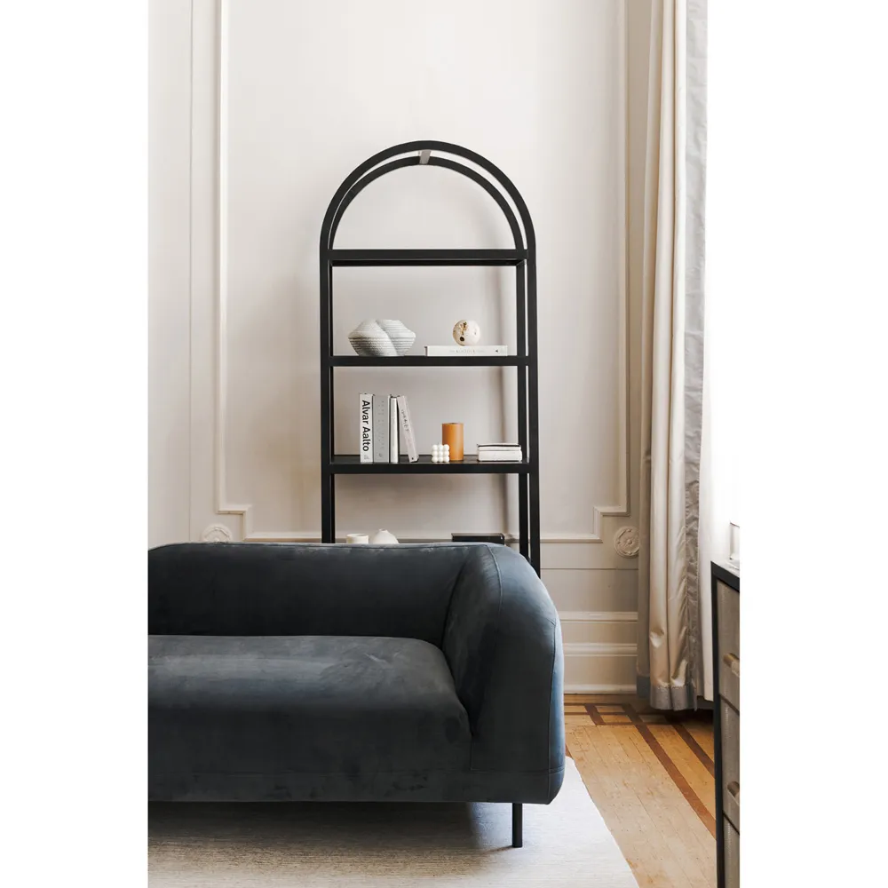 Klara Arched Bookcase - Black, Oak Wood
