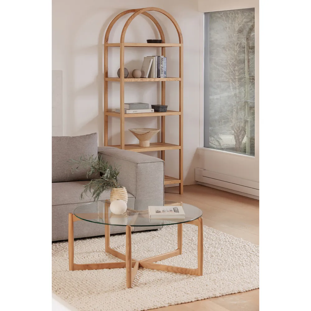 Klara Open Back Arched Bookcase - Natural Brown, Oak Wood