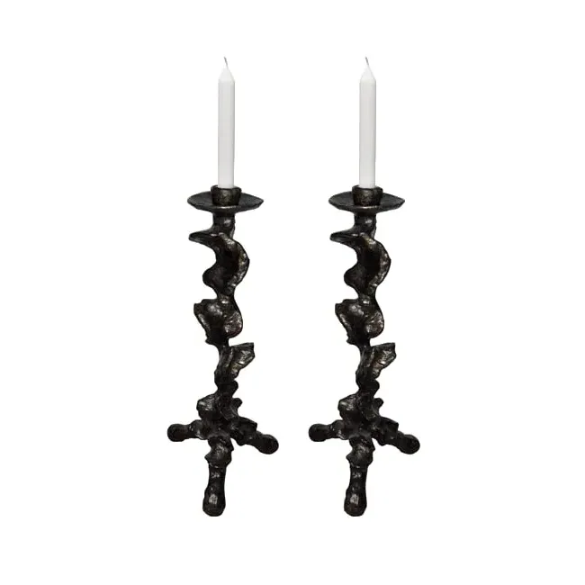 Klemm Small Candleholder Set of 2 - Antiqued Bronze, Resin image